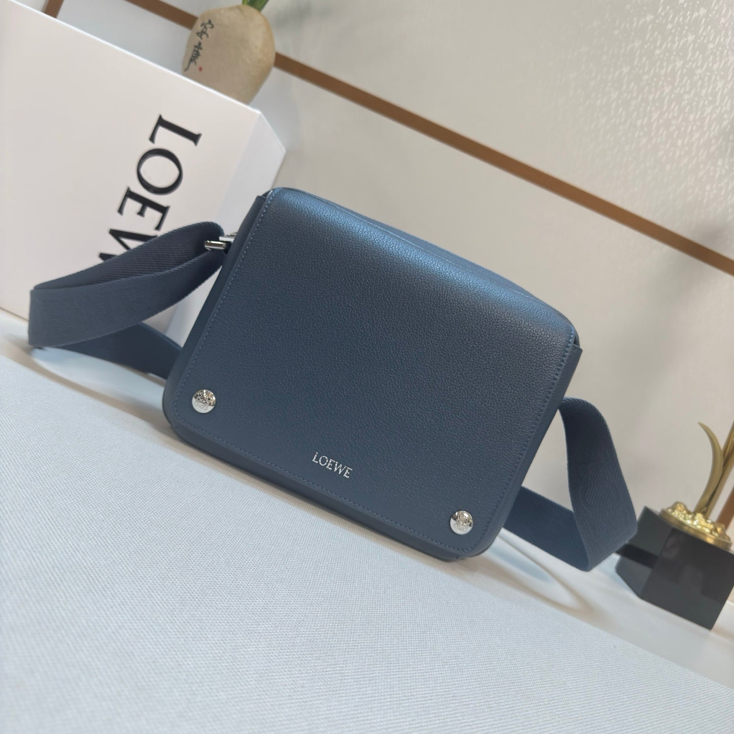 Loewe Messenger Bags 23 Navy Blue Cowhide