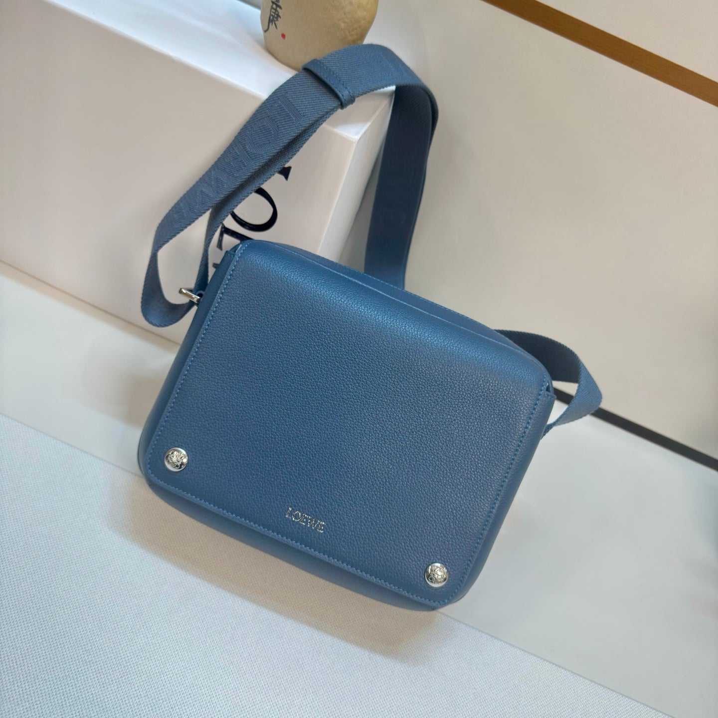 Loewe Messenger Bags 23 Navy Blue Cowhide