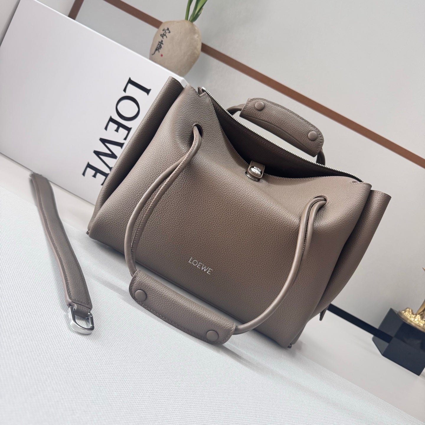 Loewe Madrid Bag 33cm Taupe Cowhide