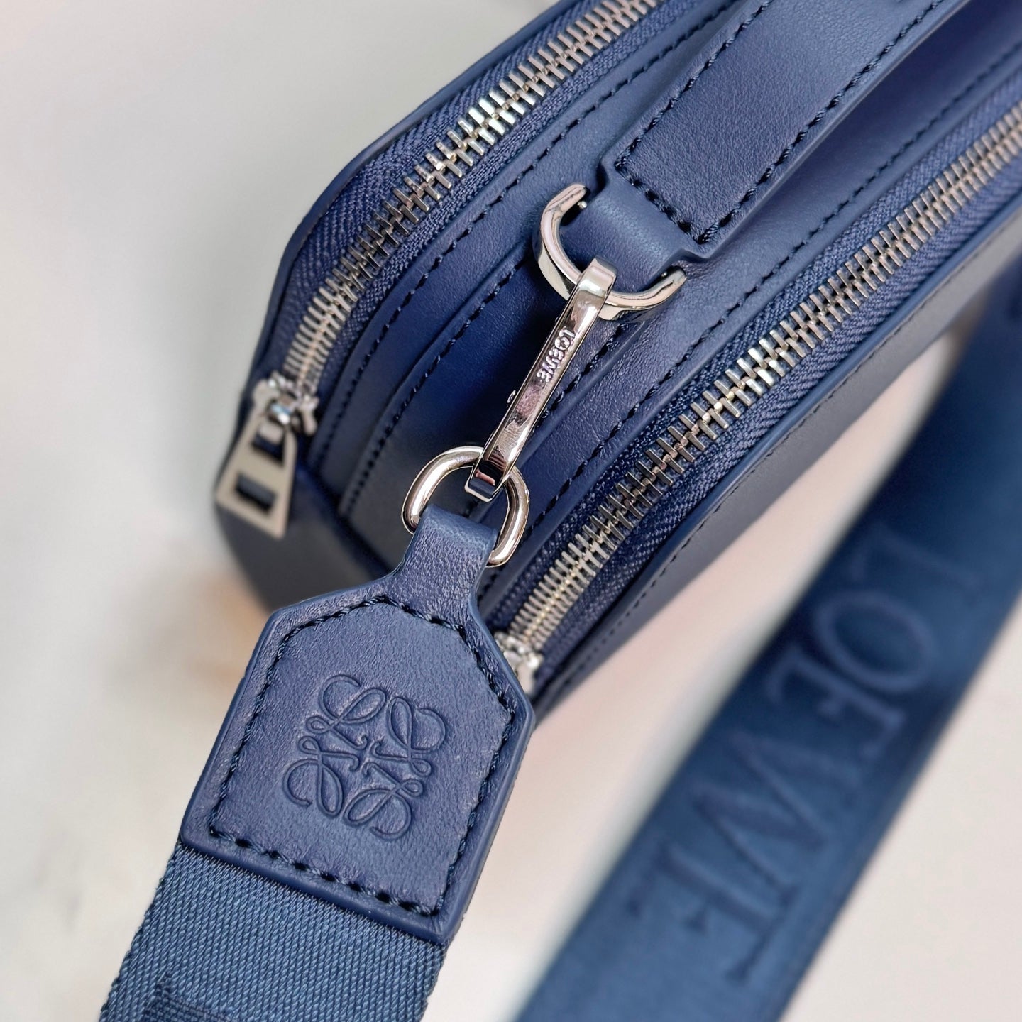 Loewe Mini Crossbody Camera Bag Navy Blue Calfskin