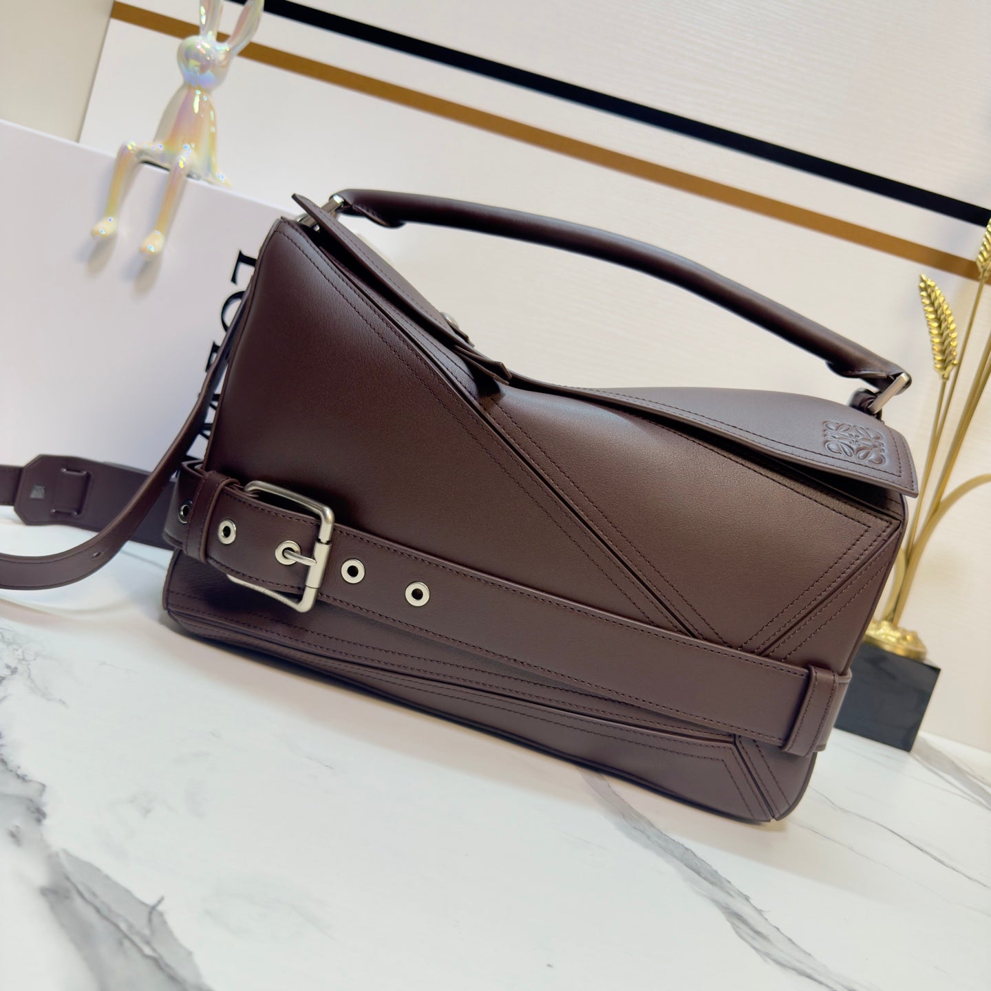 Loewe Puzzle Biker Bag 33 Dark Brown Cowhide