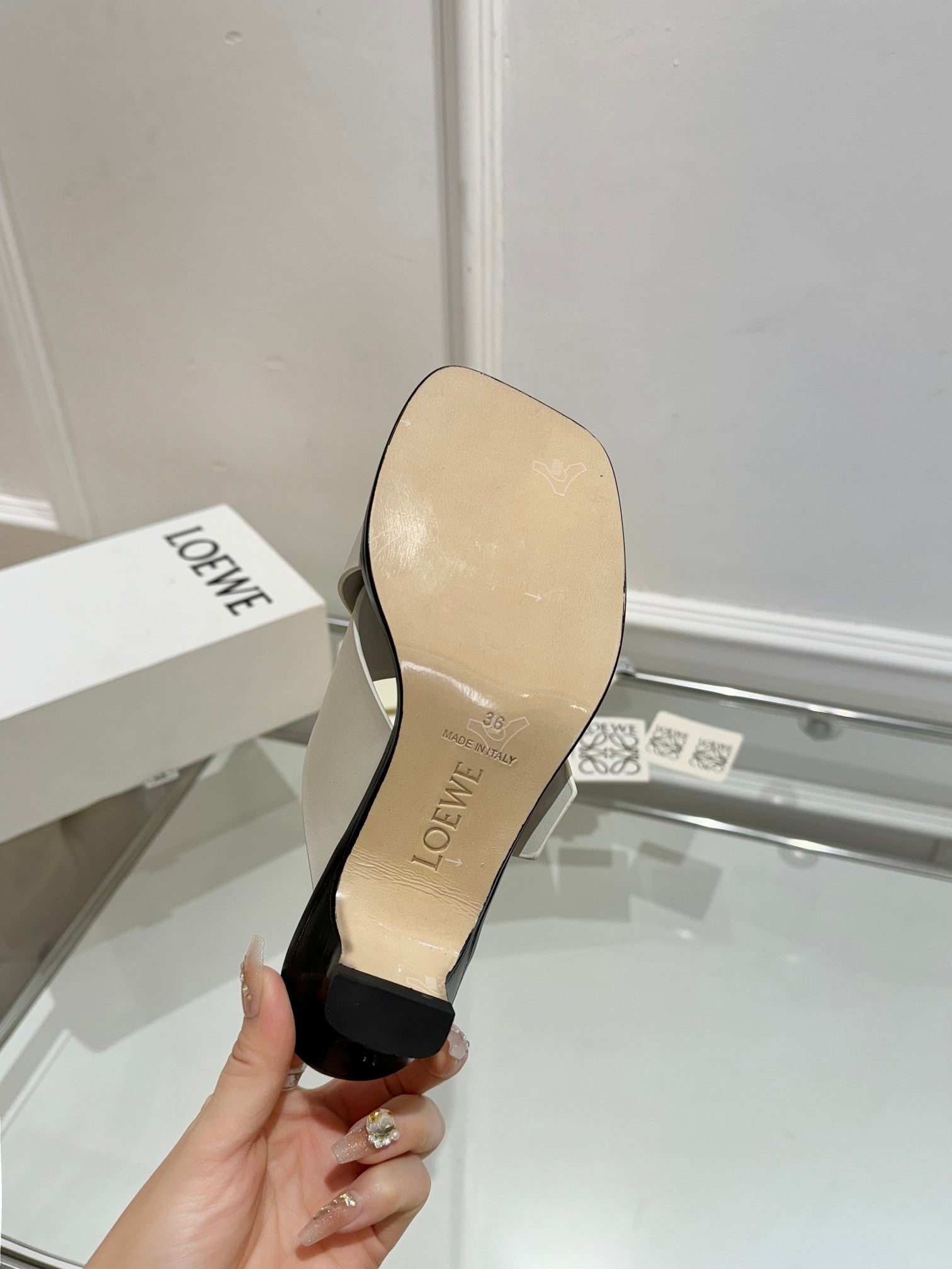Loewe Petal Buckle Sandals Black Leather 881320