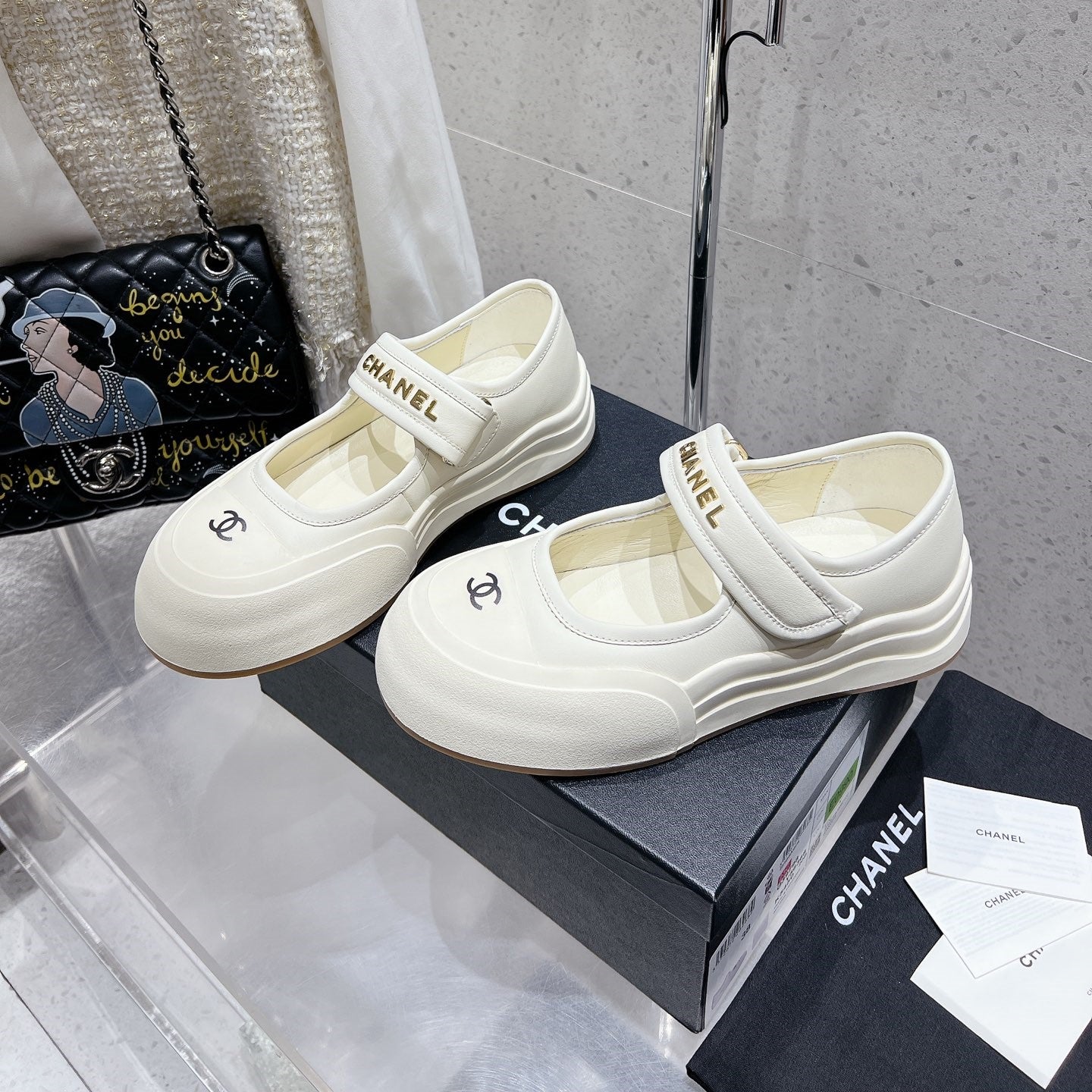CC 26s Mary Jane Loafers White Lambskin 762896
