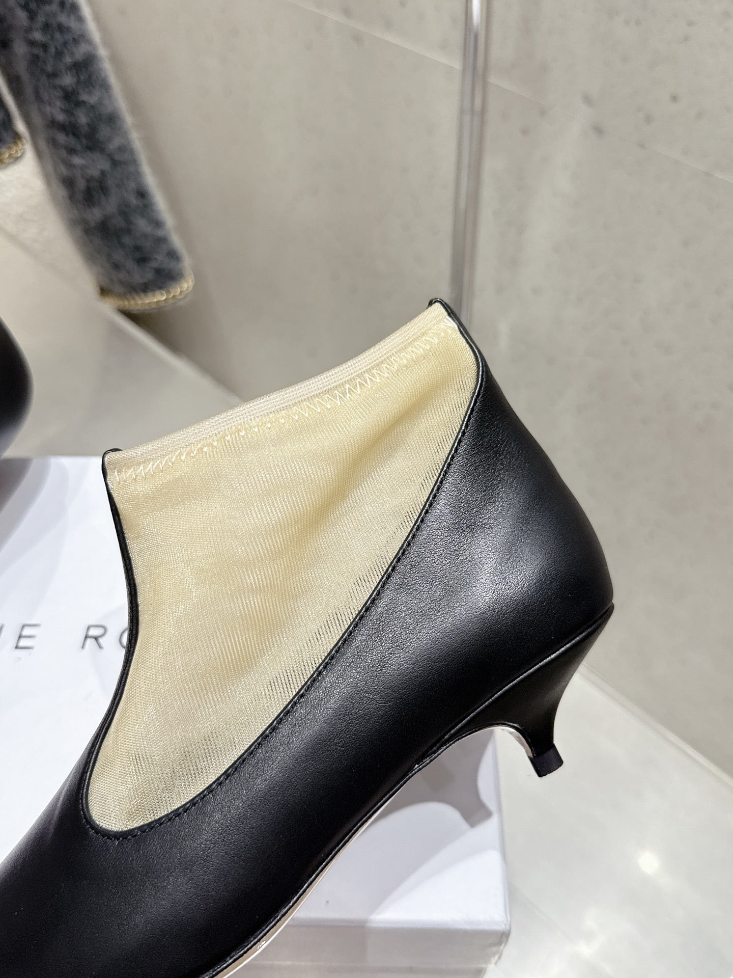 The Row Bootie 3.5cm Beige Mesh And Black Calfskin 338384
