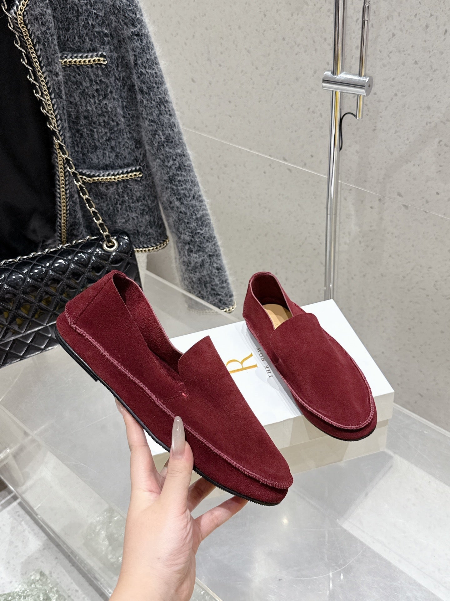The Row Tyler Loafer Dar Red Suede 338394