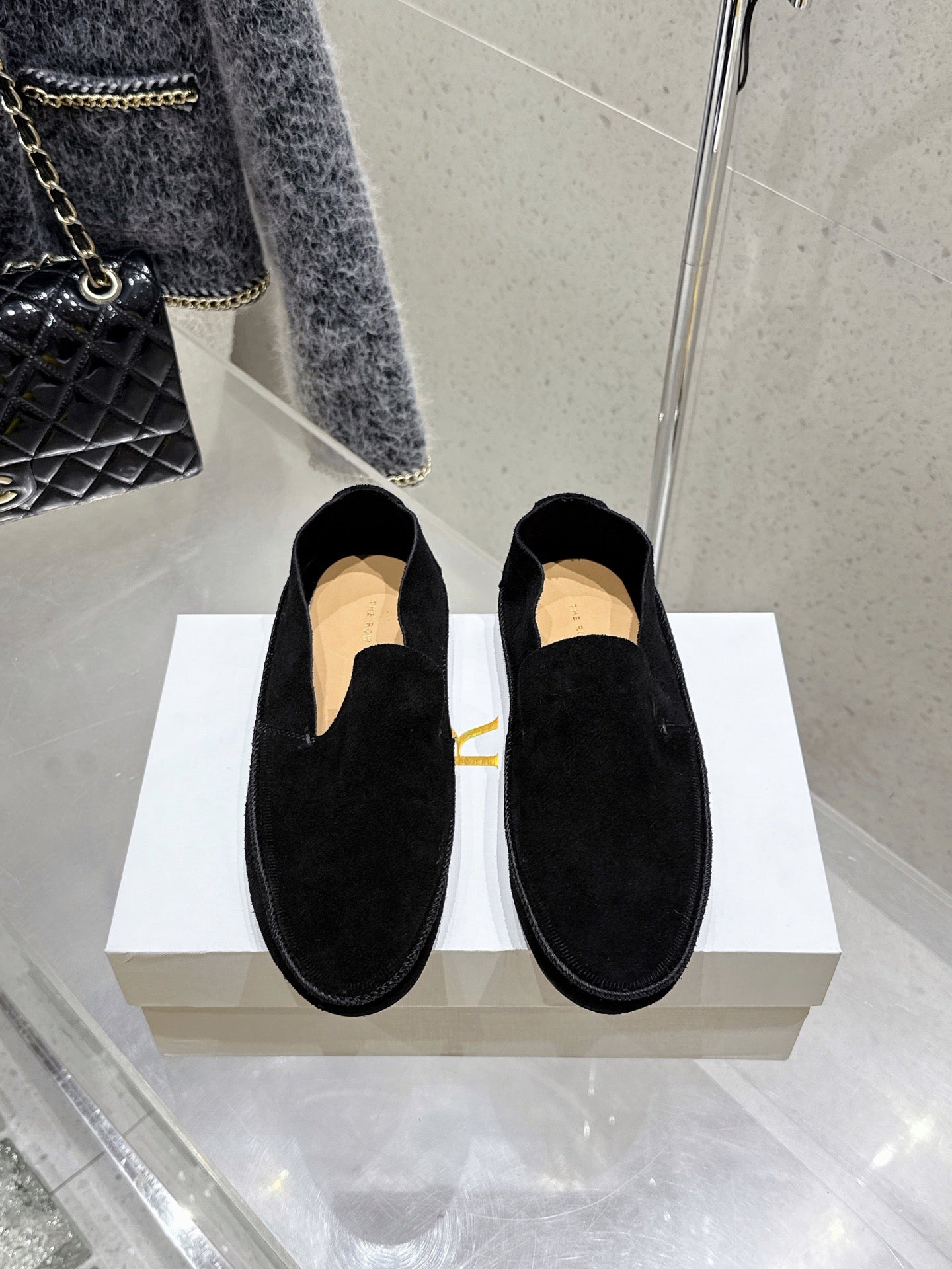 The Row Tyler Loafer Black Suede 338395