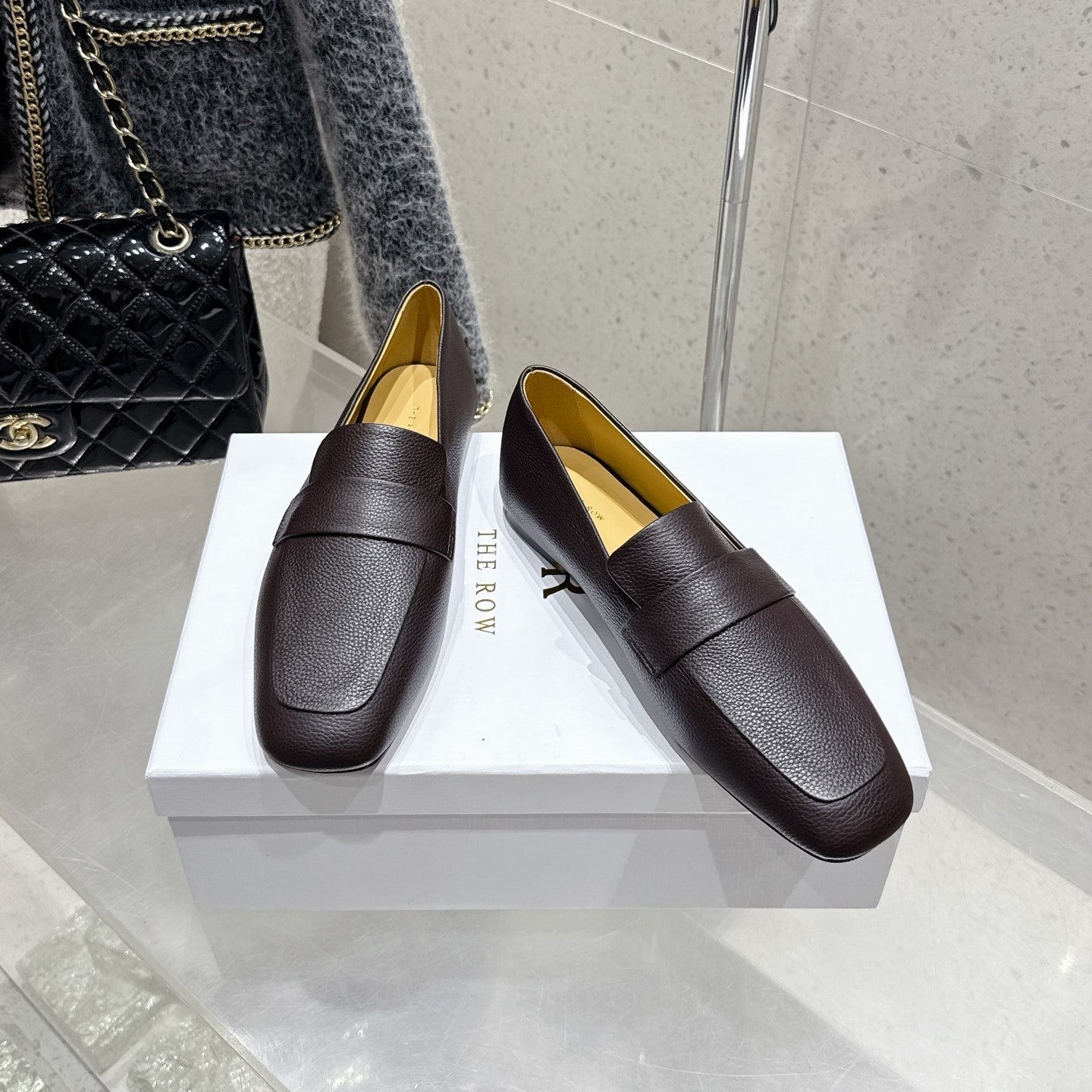 The Row Classic Loafer Dark Brown Leather 338396