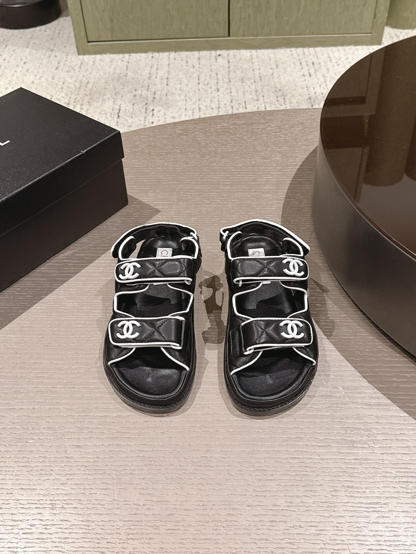CC 26s Dad Sandal Black White Lambskin 762925