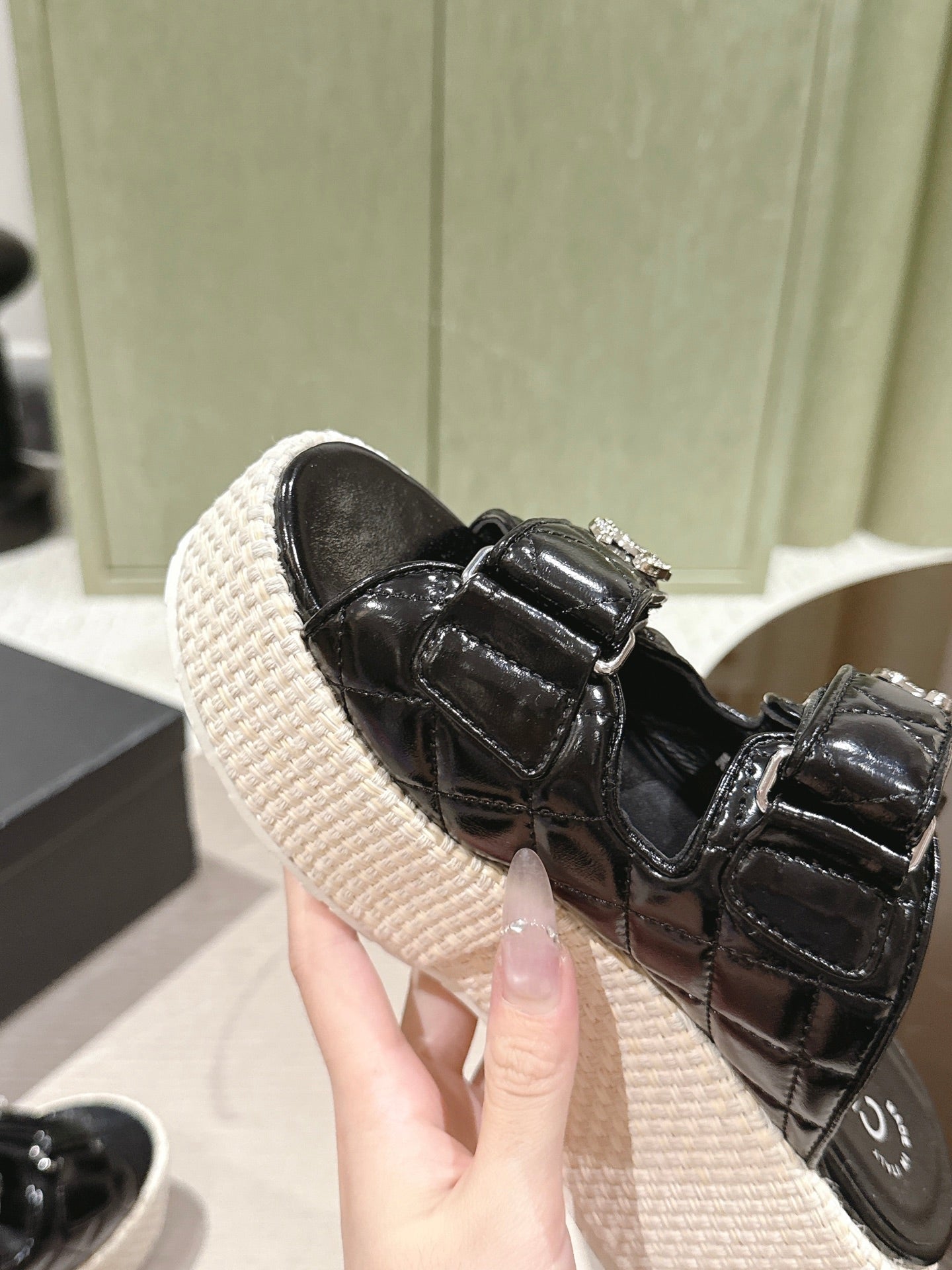 CC 26s Dad Platform Sandal Mule Black Sheepskin 762871