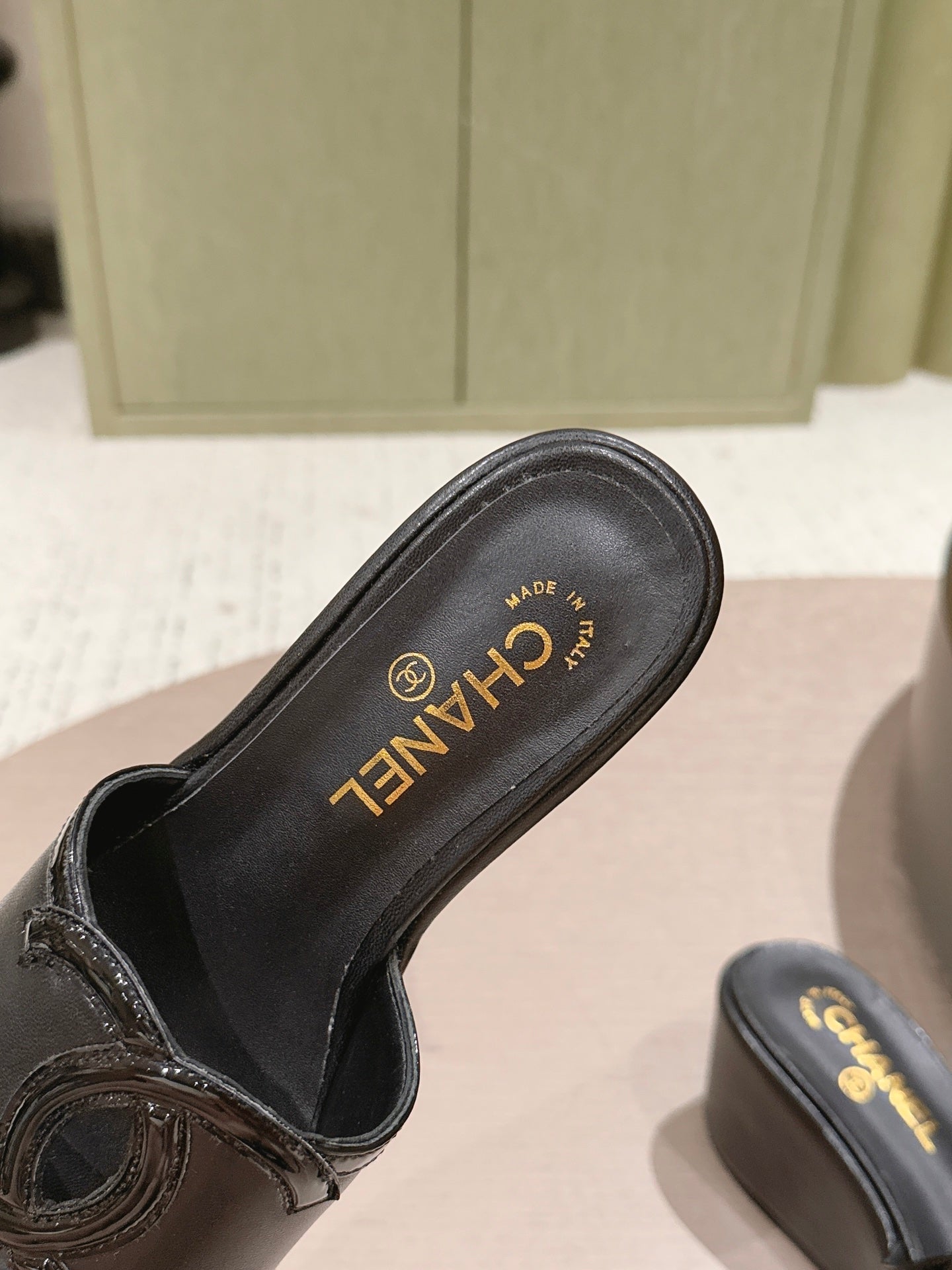 CC 26s Platform Mules Black Patent Leather Lambskin 916986