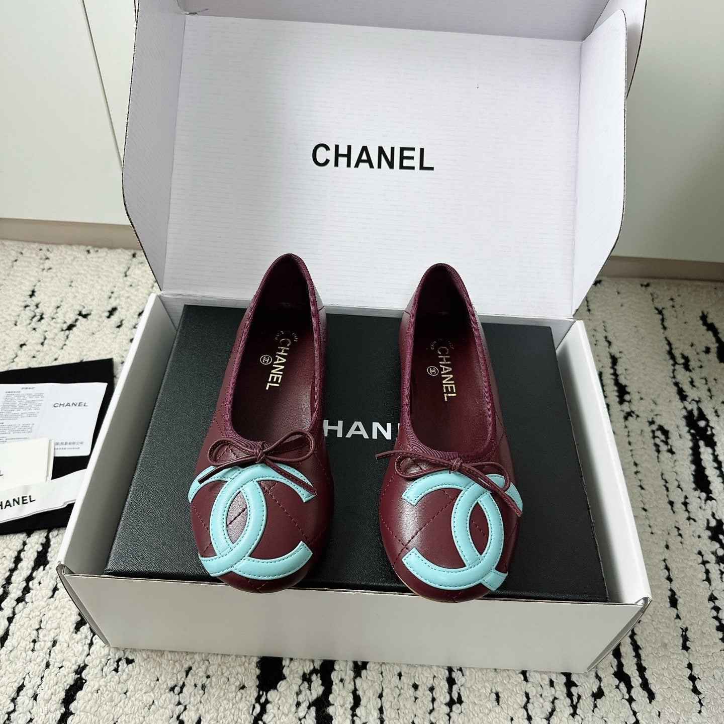 CC 26s Coco Beach Ballet Flats Chocolate Quited Lambskin 741170