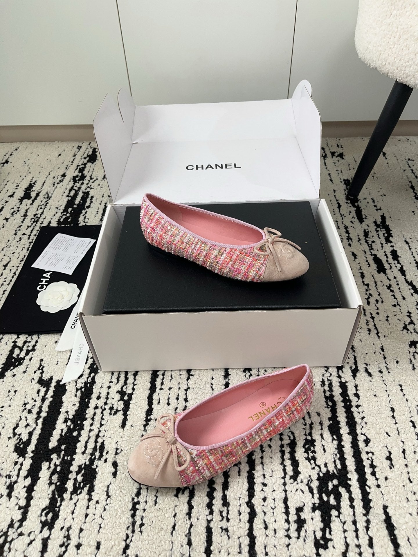 CC 26A Ballet Flat Stale Pink Suede Tweed 900738