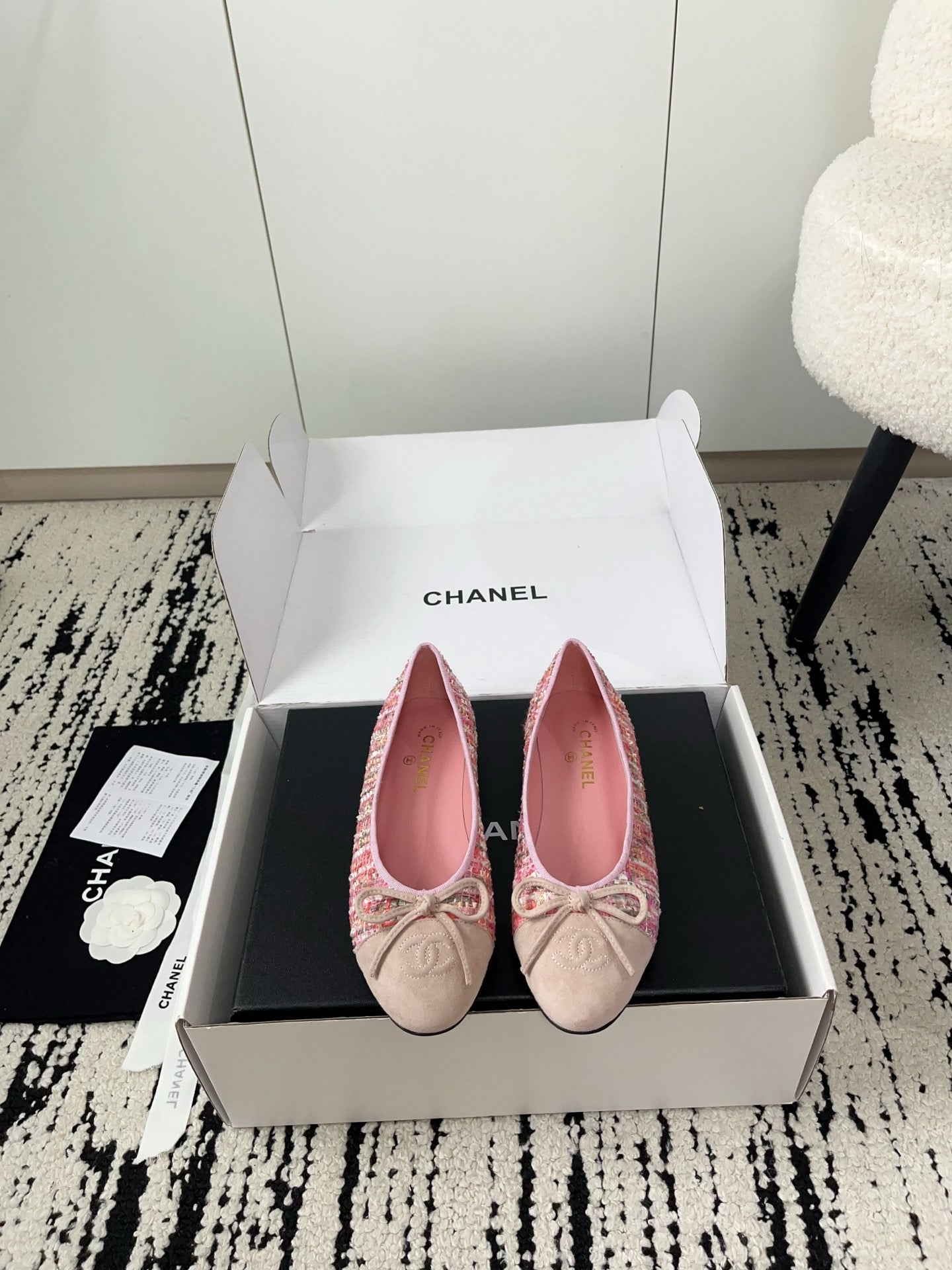 CC 26A Ballet Flat Stale Pink Suede Tweed 900738