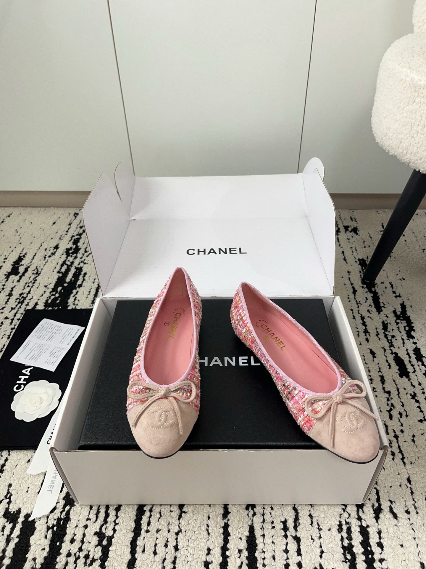 CC 26A Ballet Flat Stale Pink Suede Tweed 900738