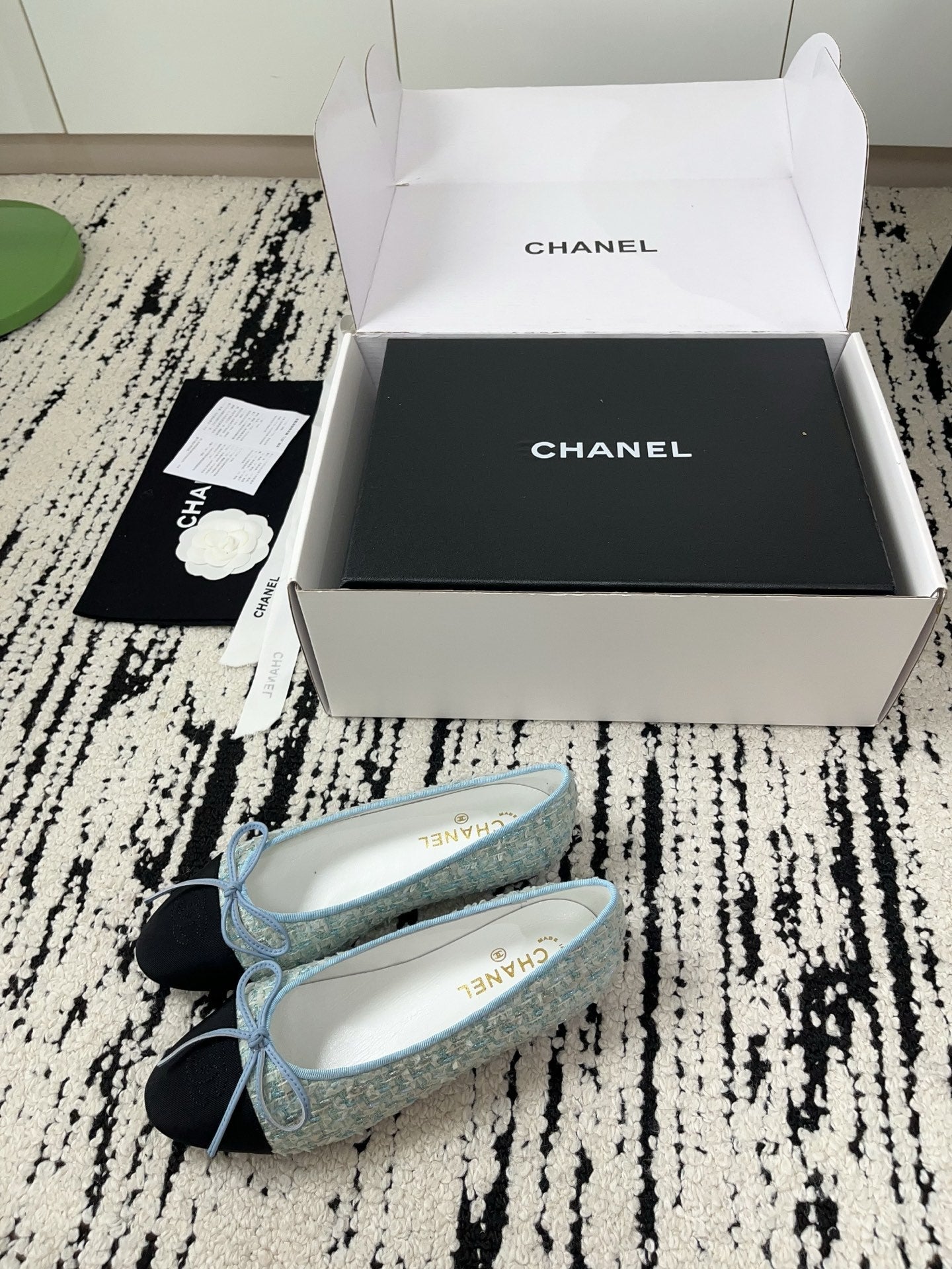 CC 26A Ballet Flat Black Blue Leather Tweed 900744