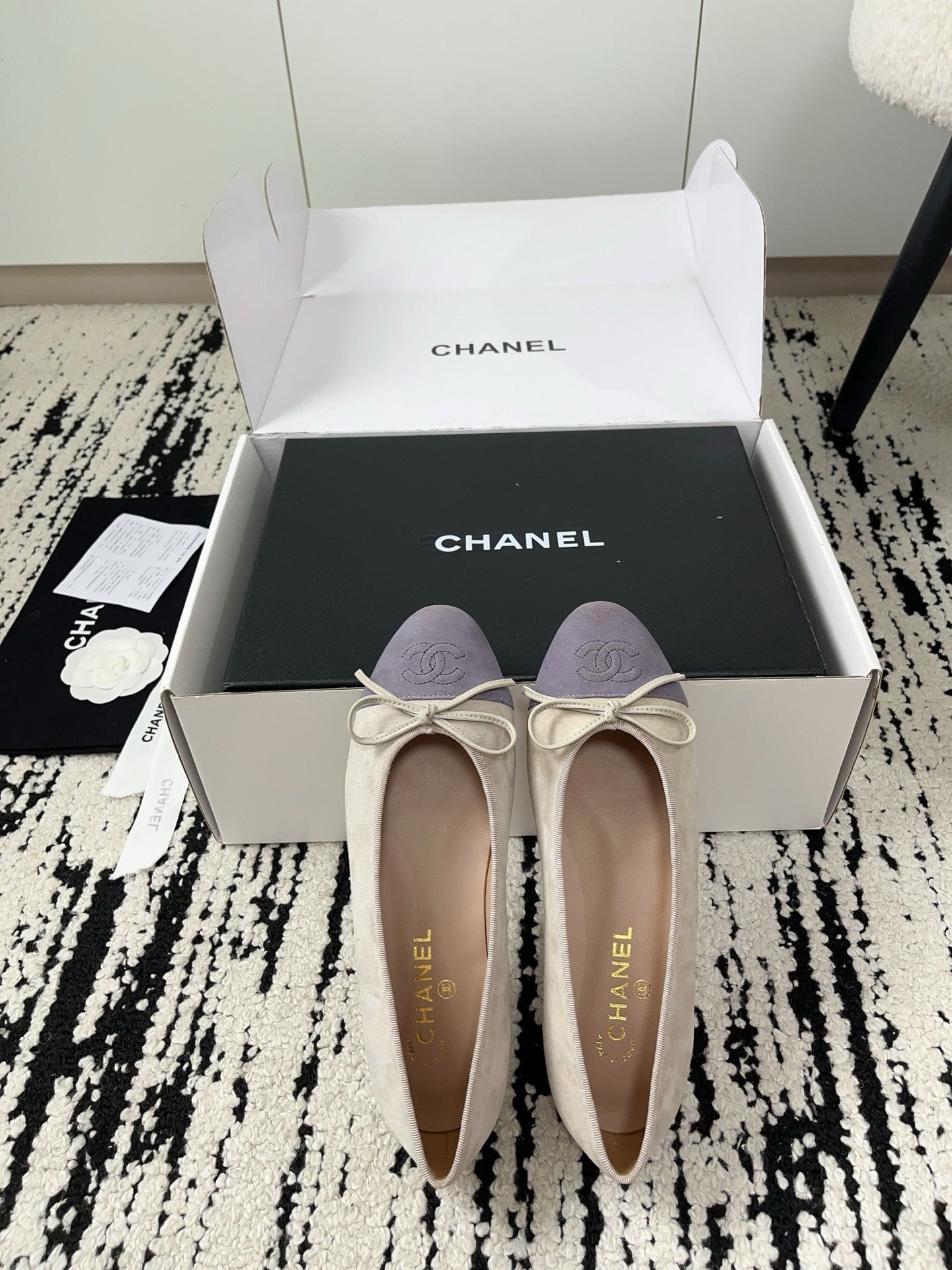 CC 26A Ballet Flat Taupe Purple Suede 900745