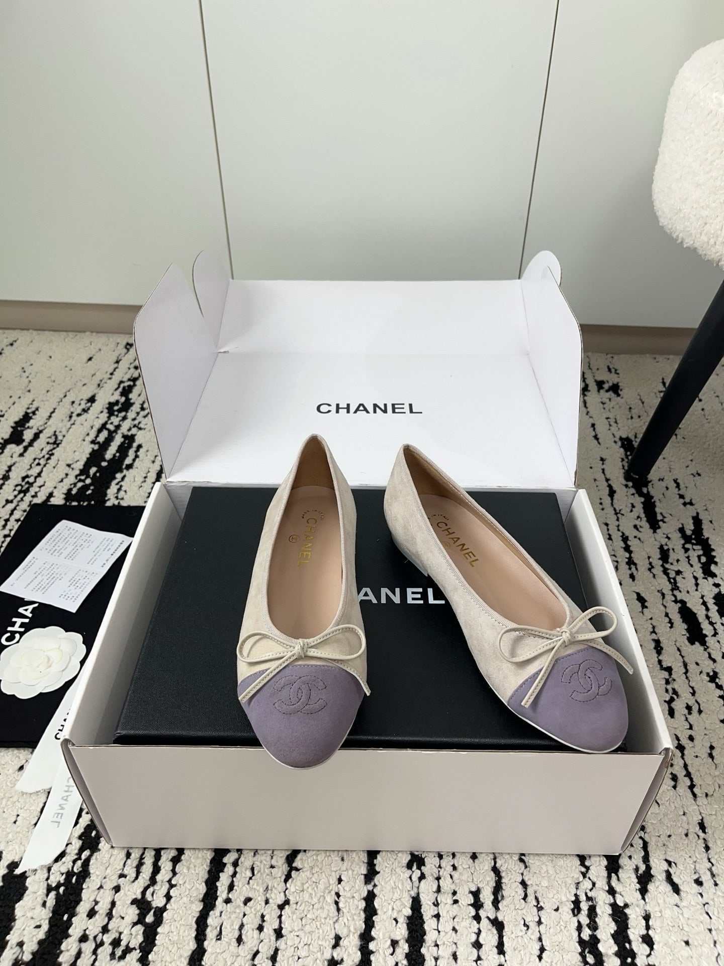 CC 26A Ballet Flat Taupe Purple Suede 900745
