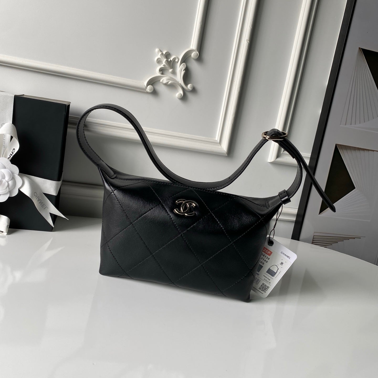 CC AS6138 Hobo Handbag 23cm Black Lambskin
