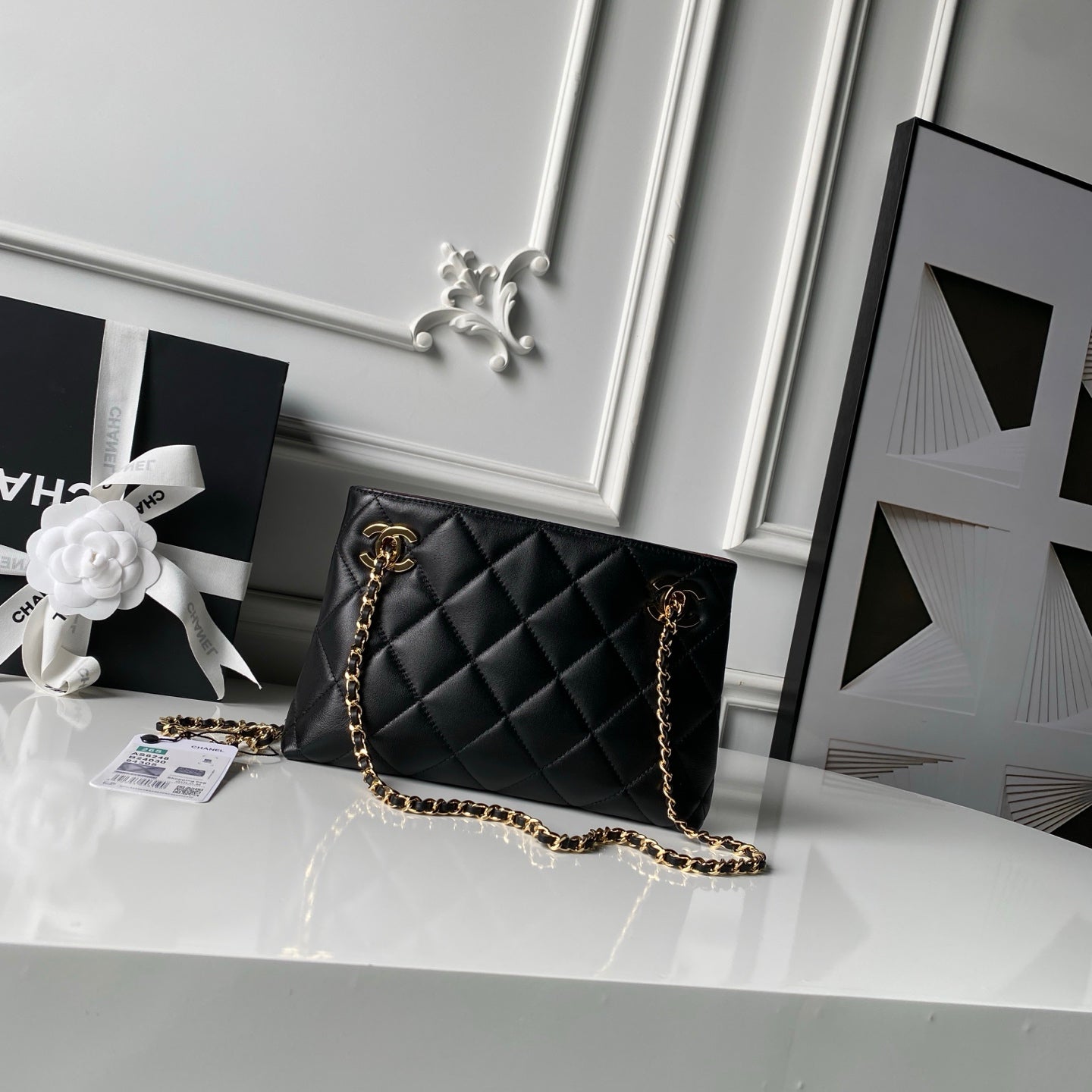 CC AS6248 Small Shopping 25cm Black Sheepskin