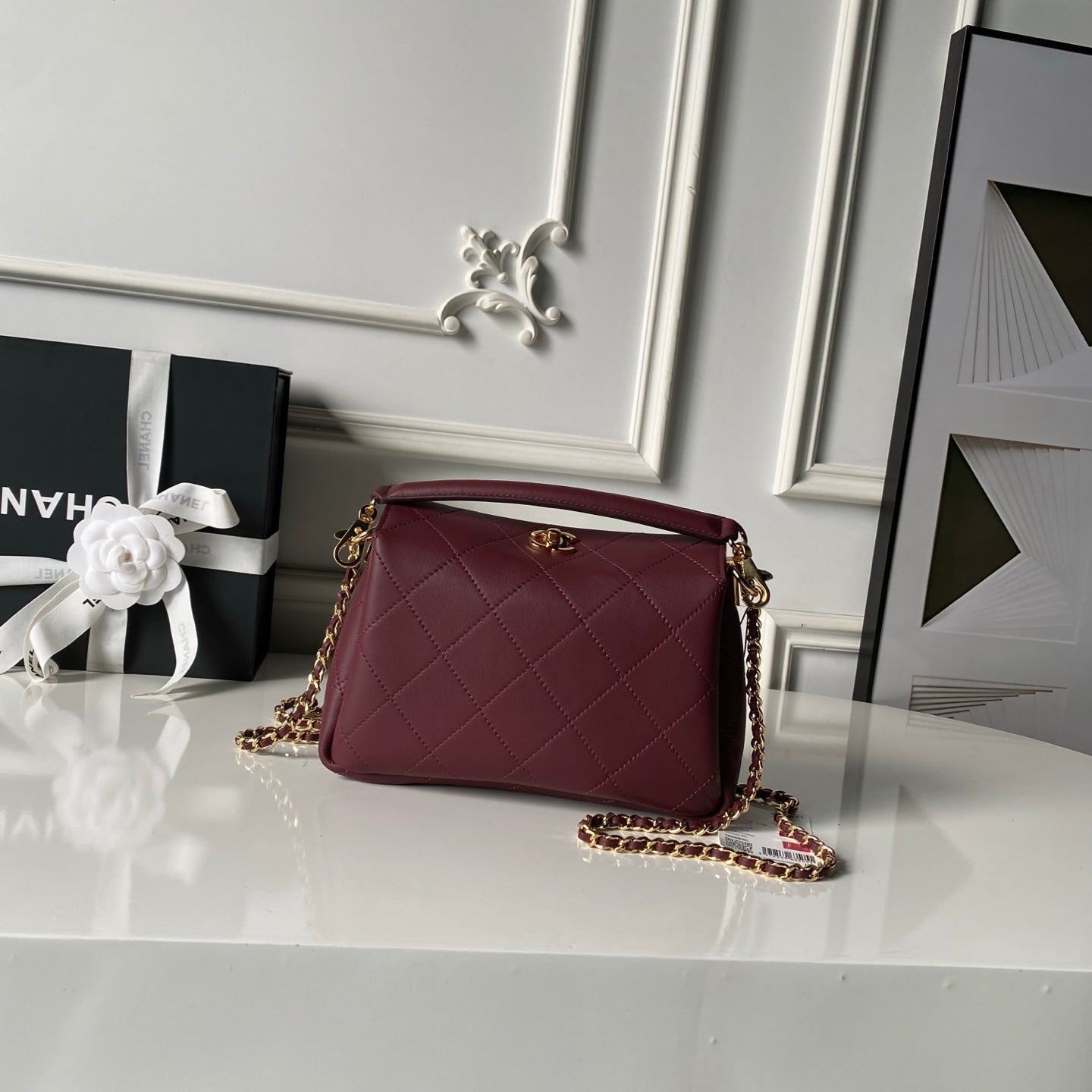 CC AS6255 Trendy Hobo Bag Burgundy Lambskin