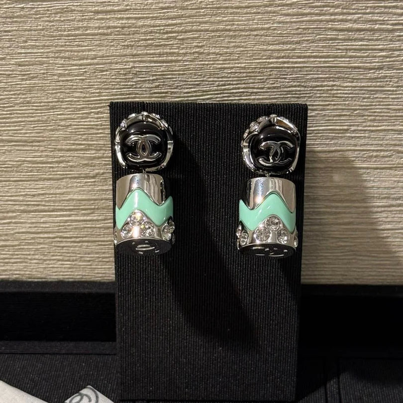 Chanel 2026 Enamel Button Double C Earrings