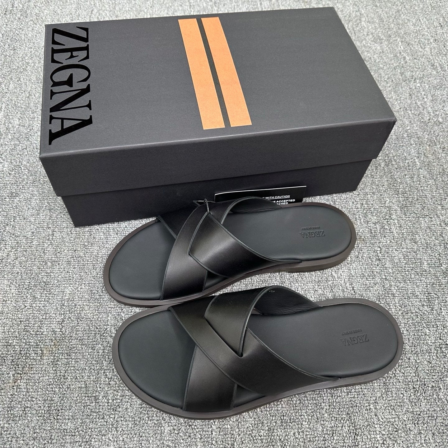 Zegna Men's Sandal Full Black Leather 144950
