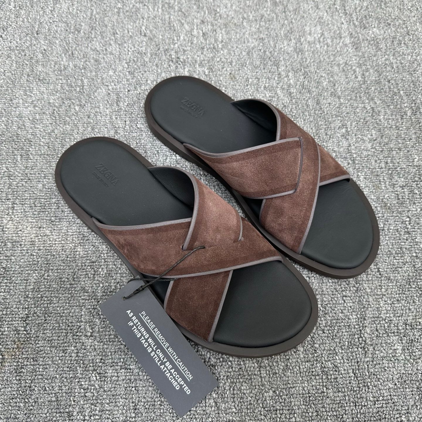 Zegna Men's Sandal Chocolate Suede Leather 144954