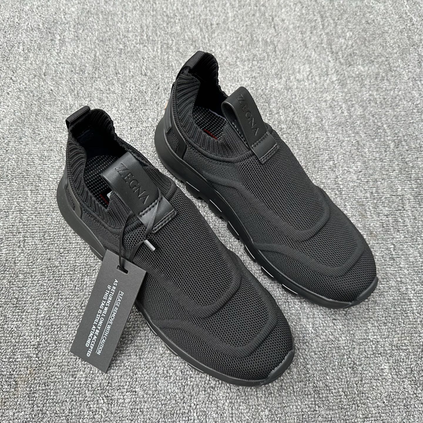 Zegna Men’s Techmerino Slip-On Sneakers Full Black Fabric 166085