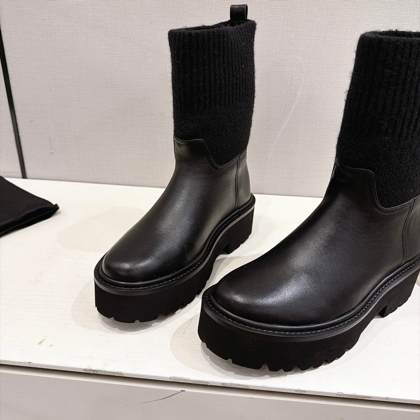 Celine 26s Sock Ankle Boots Black Lambskin Cotton 101099