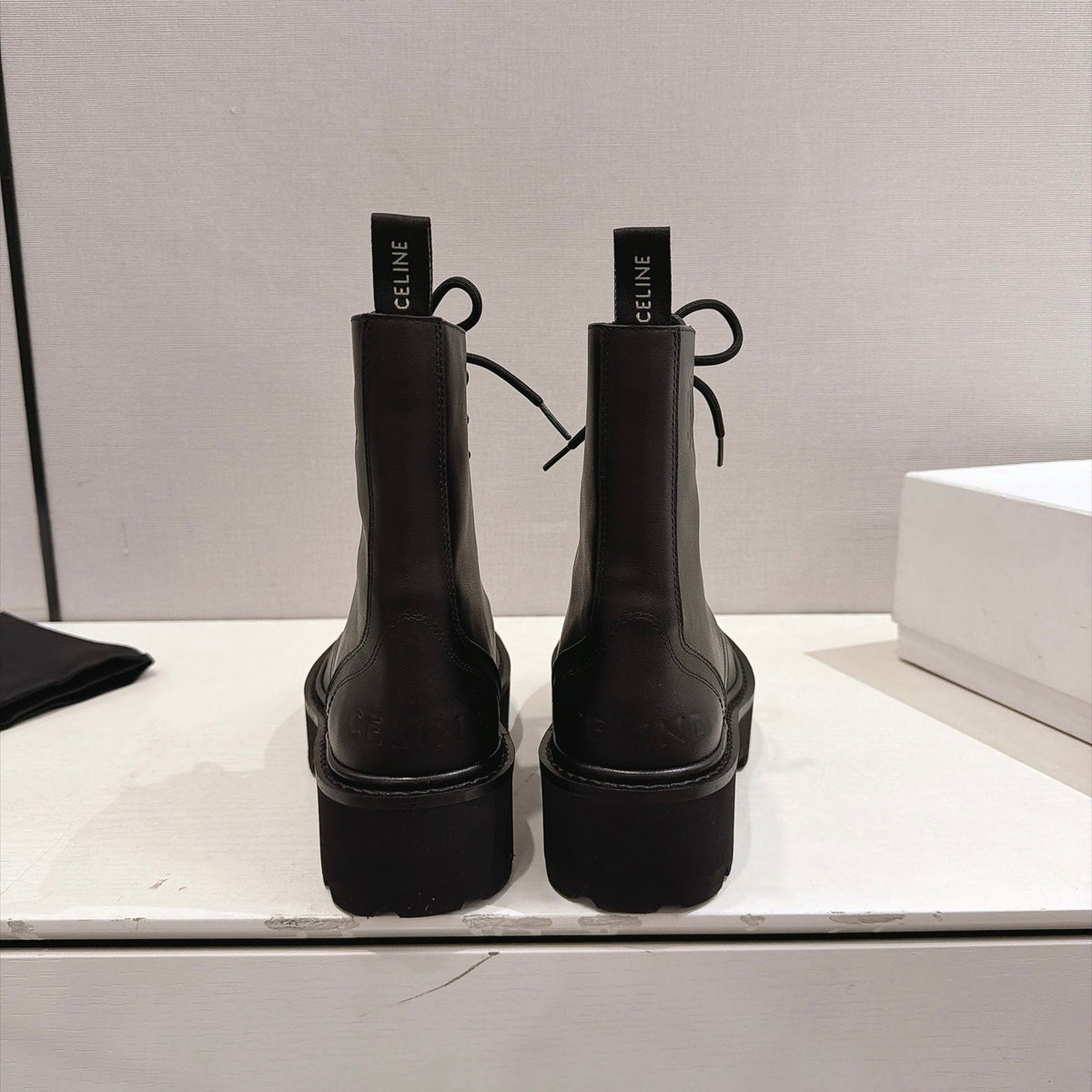 Celine Bulky Boots 4.5cm Black Leather 168180
