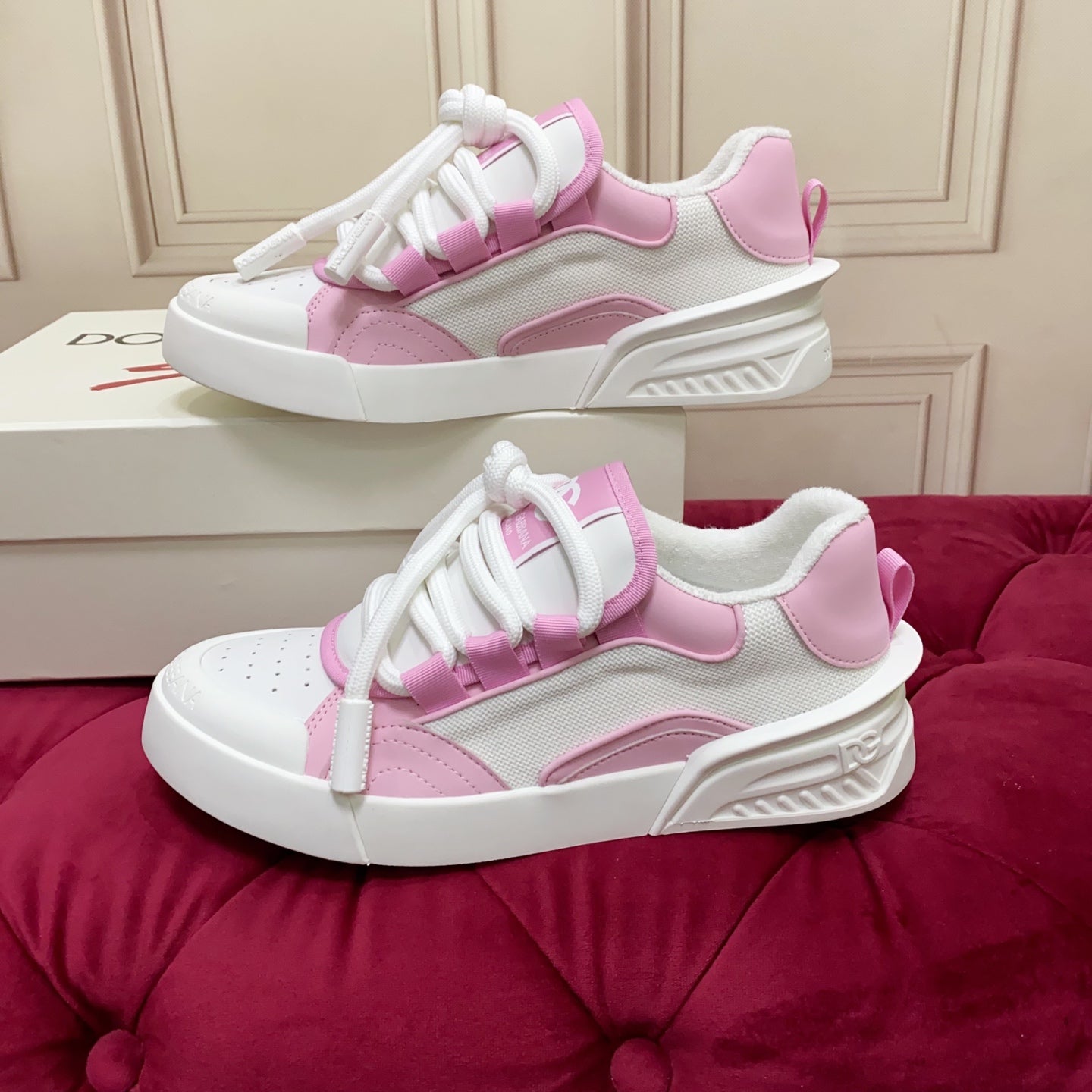 DC 25 Casual Sports Shoes White Pink Cowhide & Mesh 232259