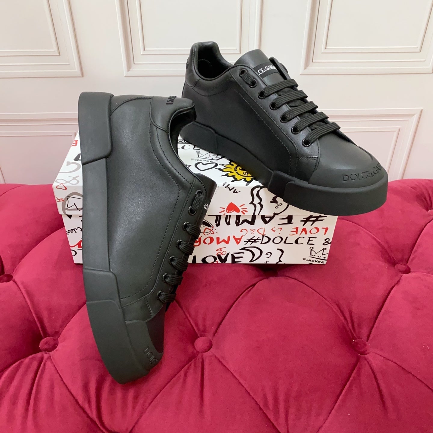 DC Portofino Light Sneakers Black Sheepskin 333868
