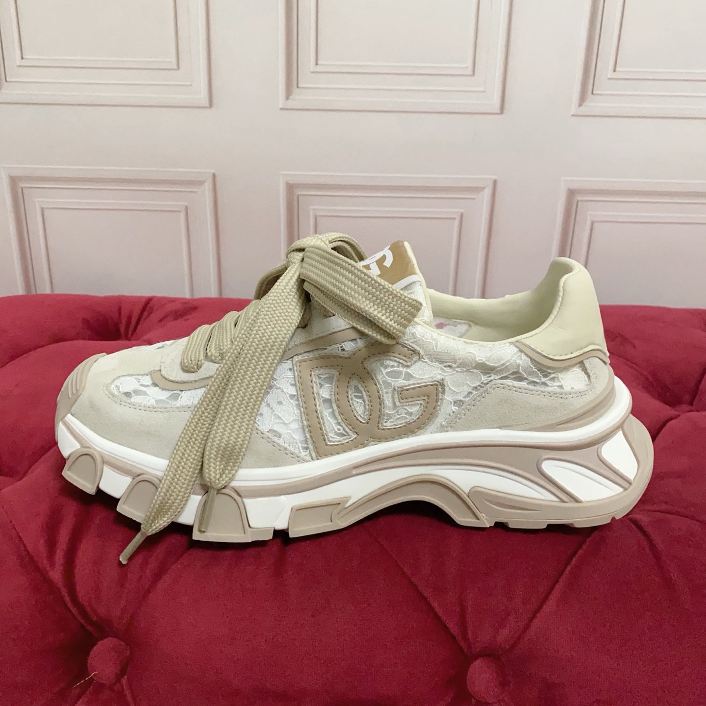 DG Country Road Sneakers Khaki White Mesh Suede 852912