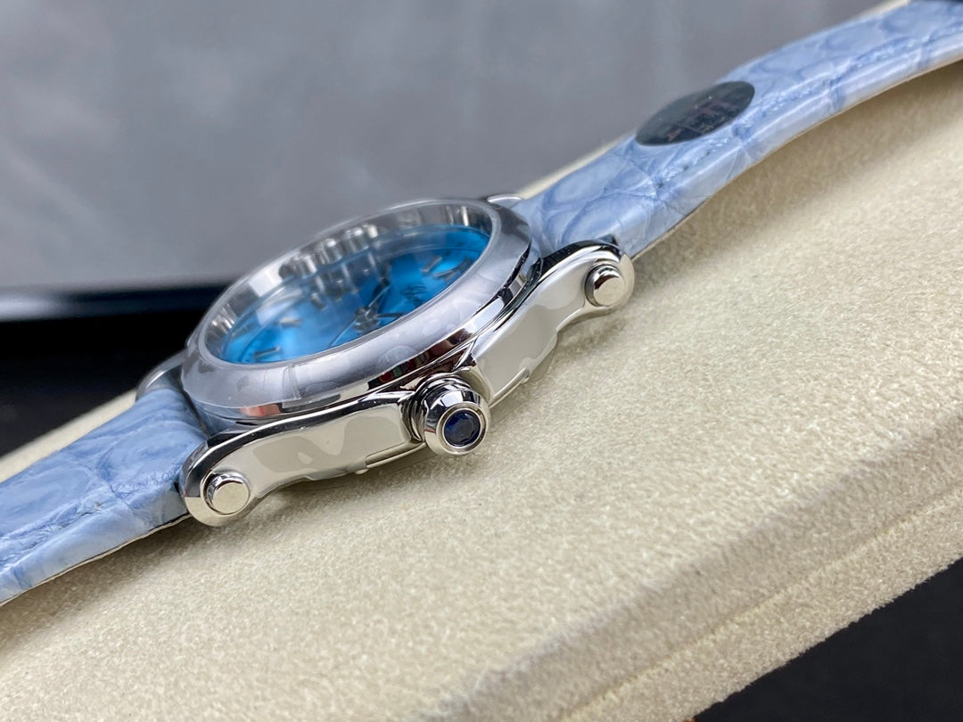 Happy Diamonds 30mm Silver Blue Dial