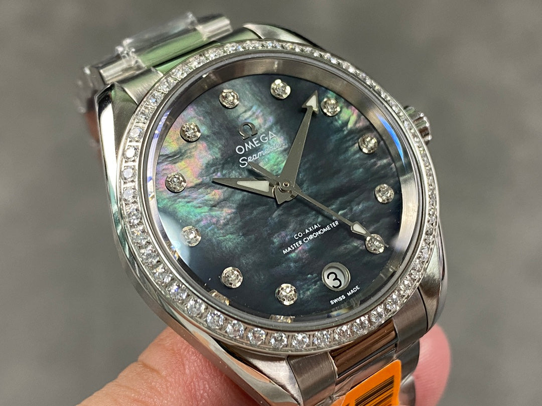 Omega Seamaster 34mm Diamond Mother Of Pearl Dial