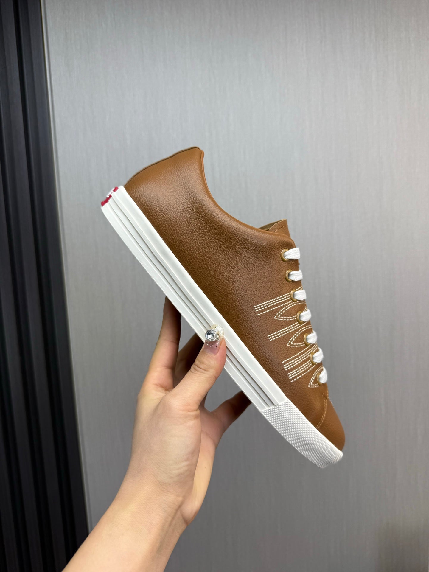 Prada Men's Black Imprint Sneaker Brown Leather 102330