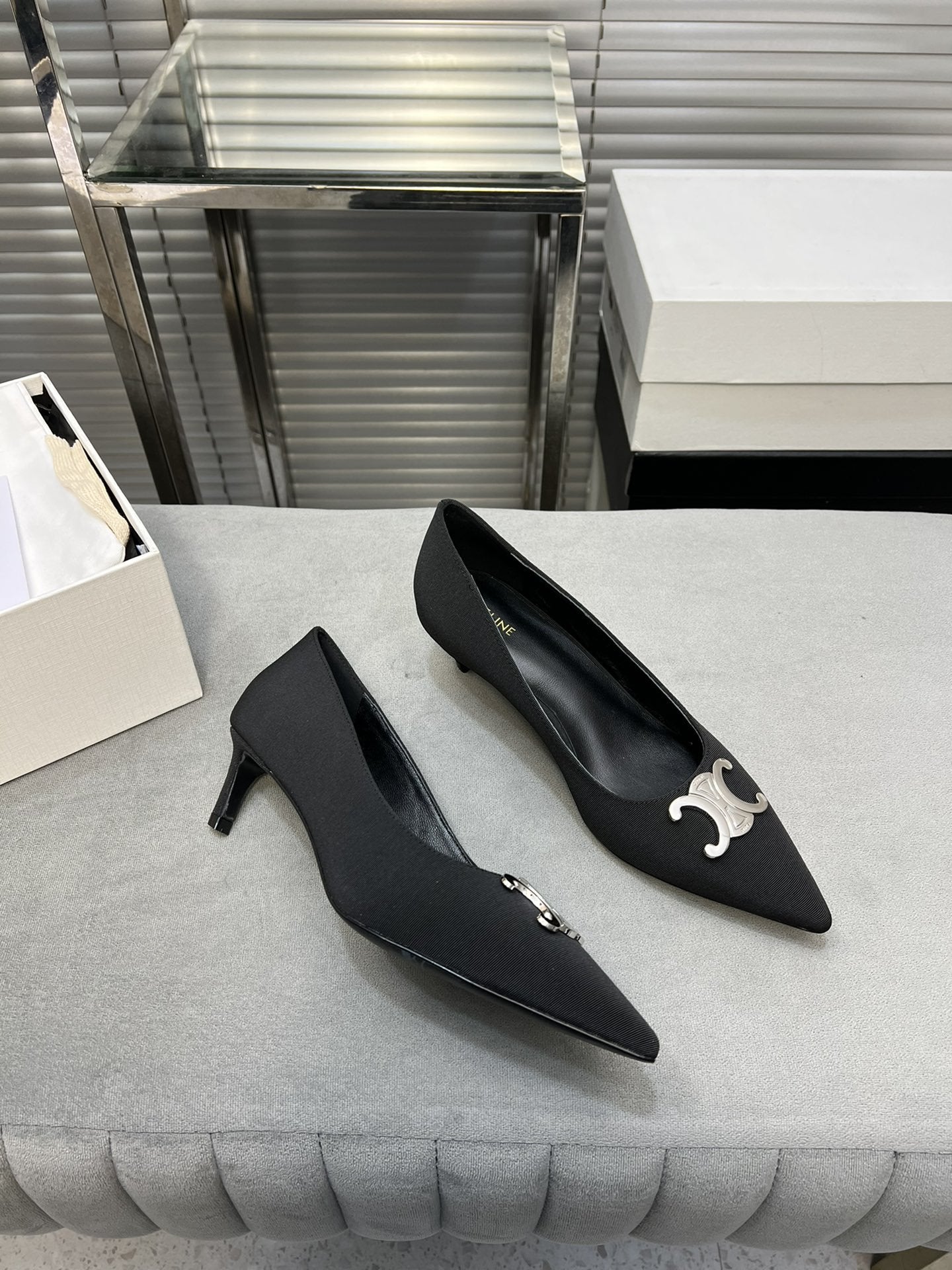 cl pumps 50 black grosgrain