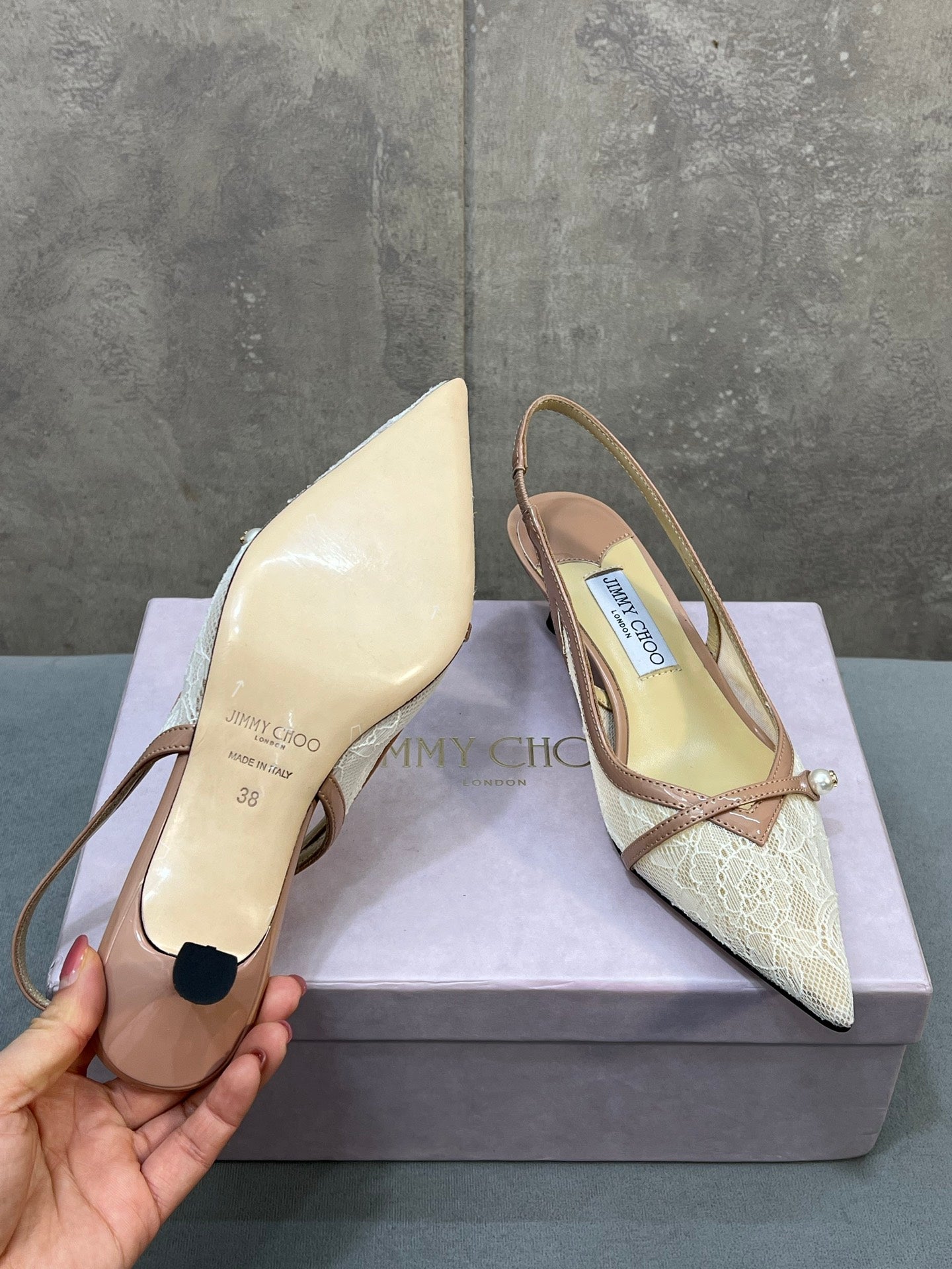 Jimmy 26 Amita Pump 45mm Beige Mesh 682975
