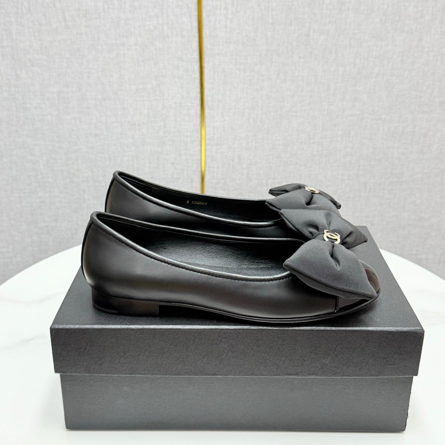 CC 25 Bow Ballet Flats Black Sheepskin And Grosgrain 368810