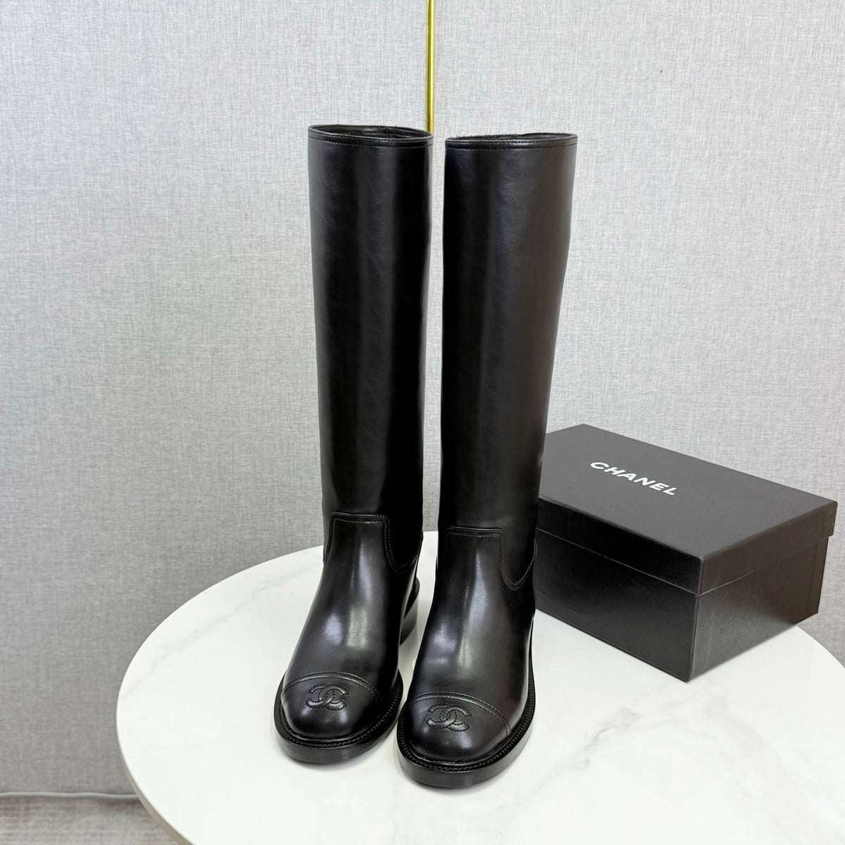 CC 26s Knee Boots 3cm Black Leather 103928