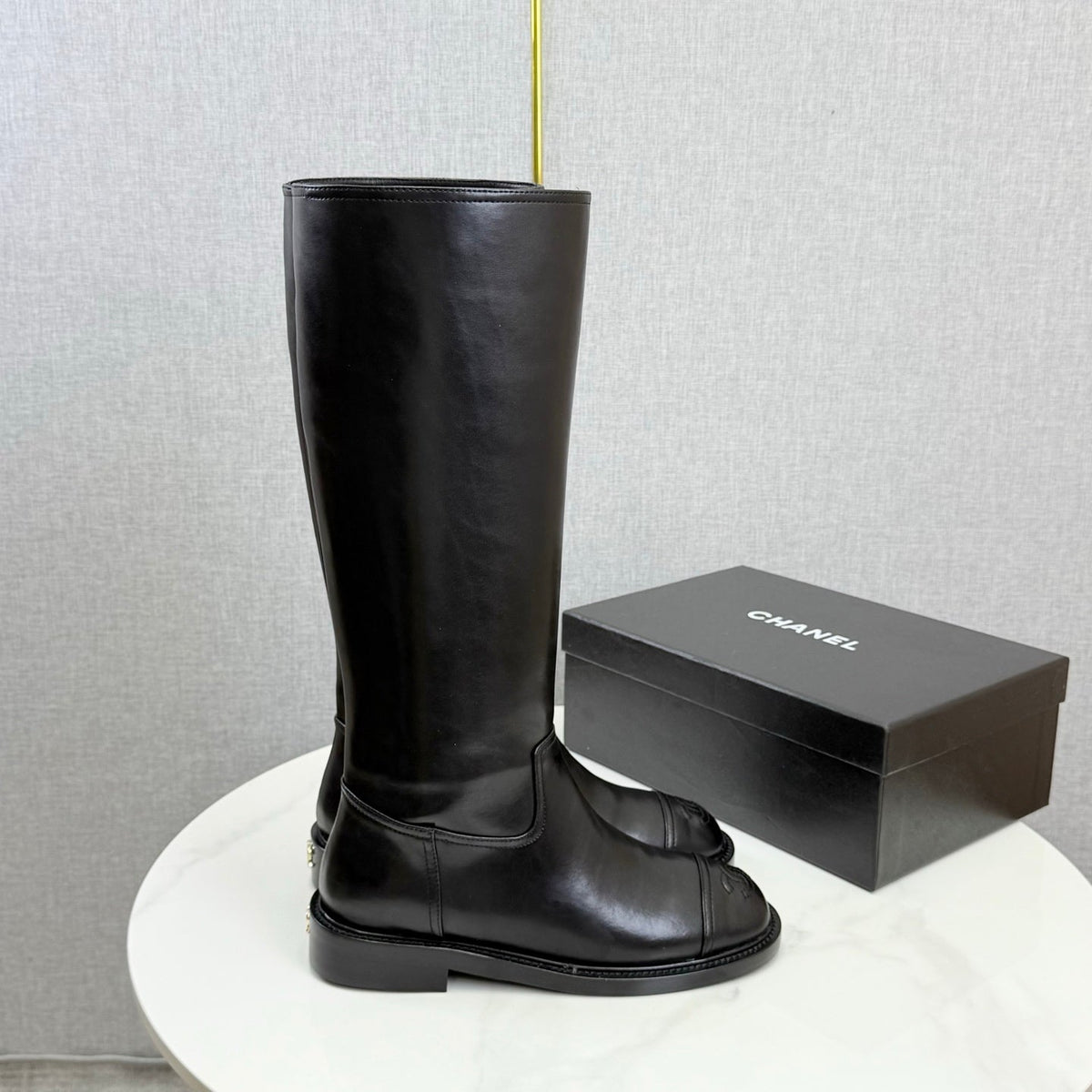 CC 26s Knee Boots 3cm Black Leather 103928