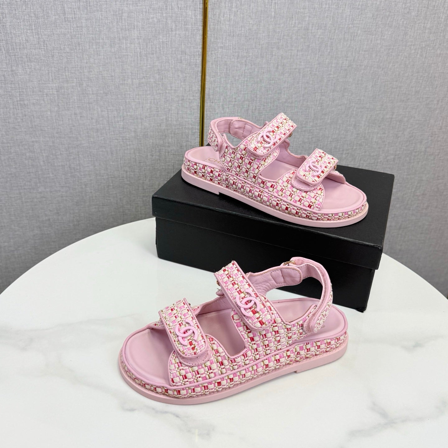 CC Dad Sandal Pink Tweed Sheepskin 620125