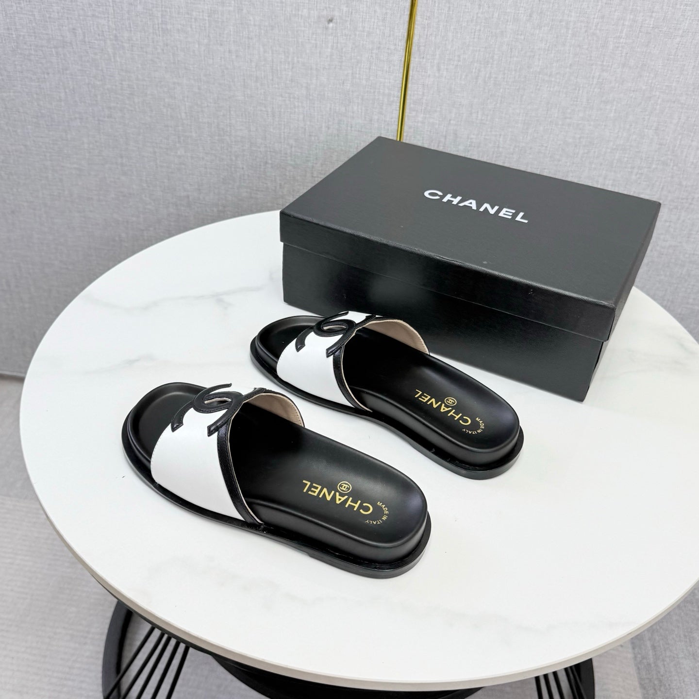 Chanel 26s Iconic CC Slides White Lambskin
