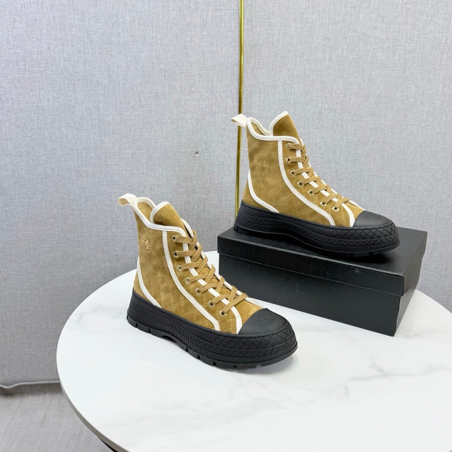 CC 26s High-Top Sneakers Dark Beige Suede Calfskin 972651