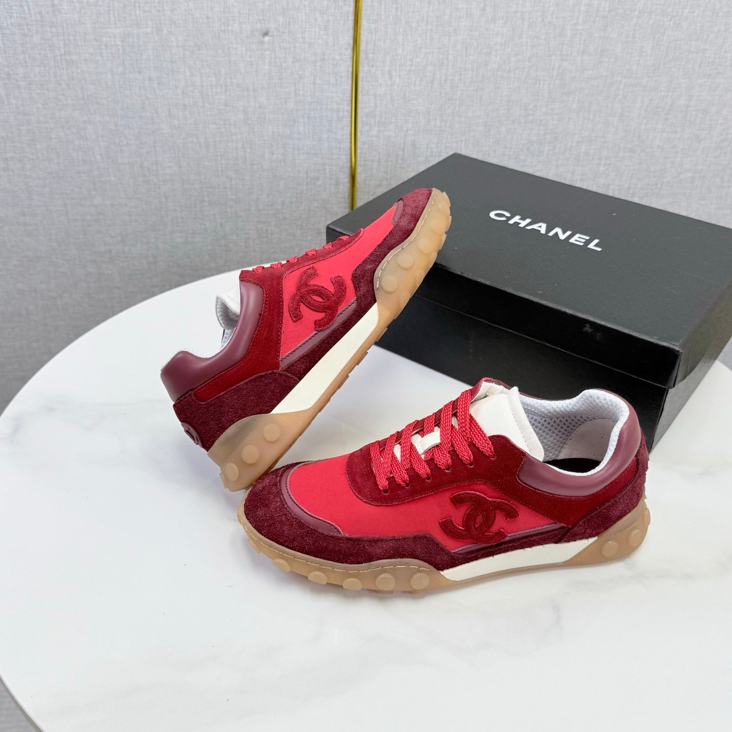 CC 26s Casual Sneakers Burgundy Suede Calfskin 972884