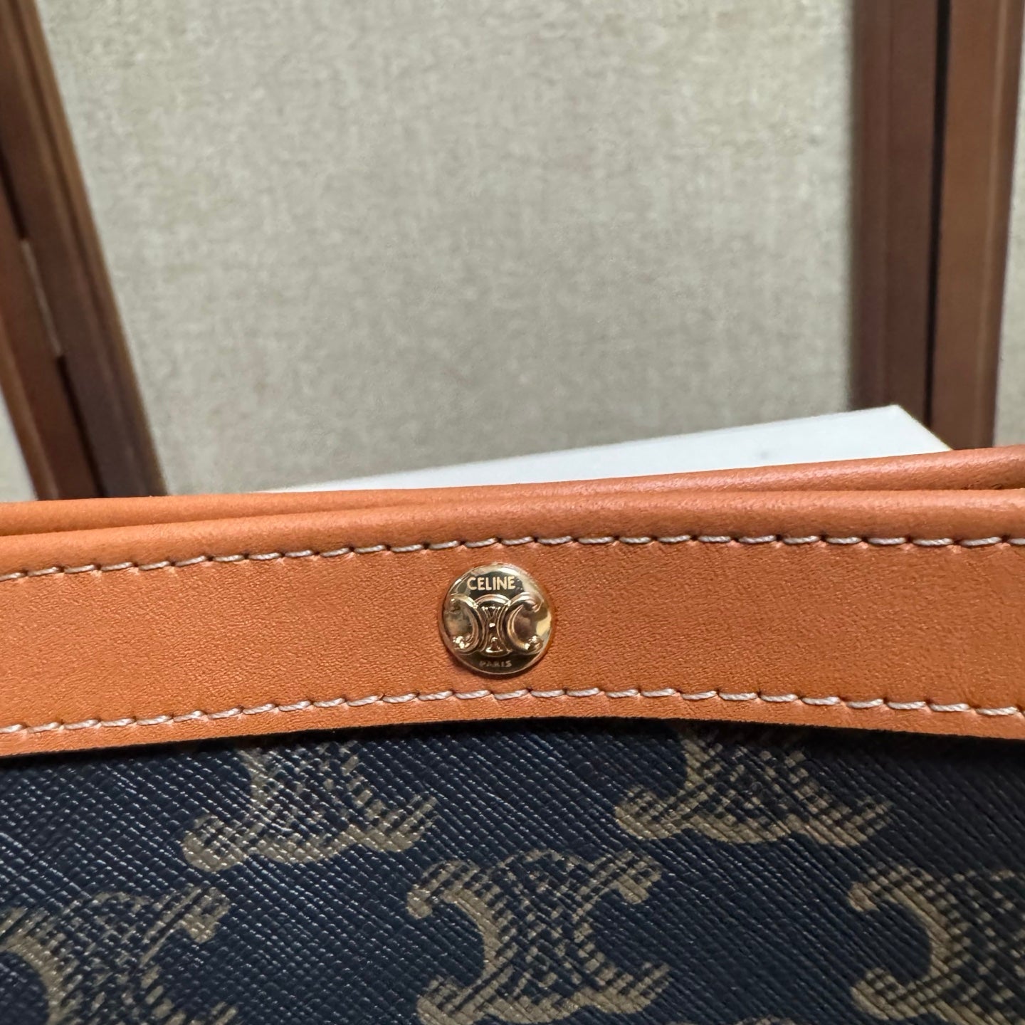 Celine Large Flat Shopper Black Brown Triomphe Canvas Calfskin