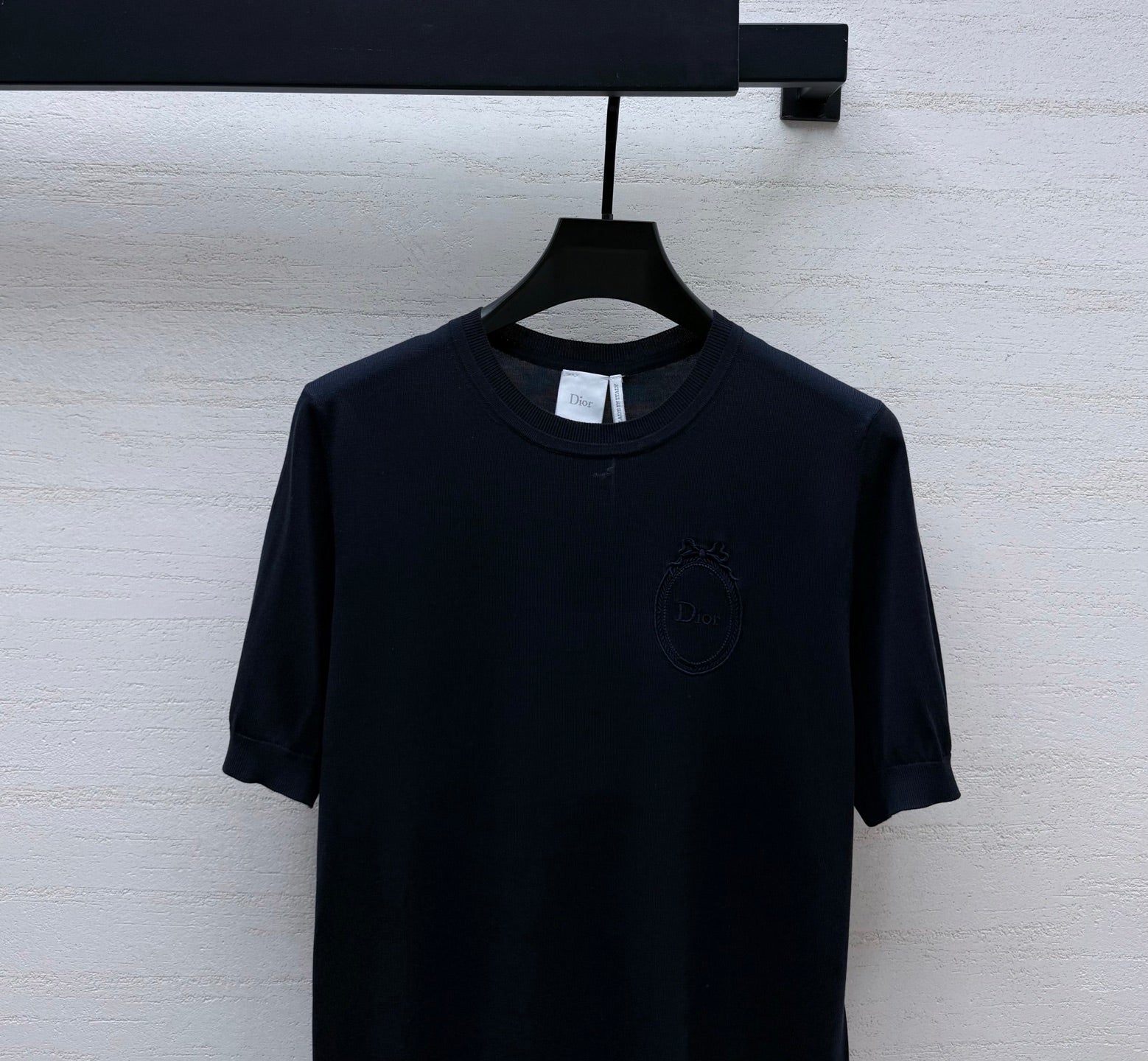 CD 26s Médaillon Short-Sleeved Sweater Navy Blue Cotton 398036