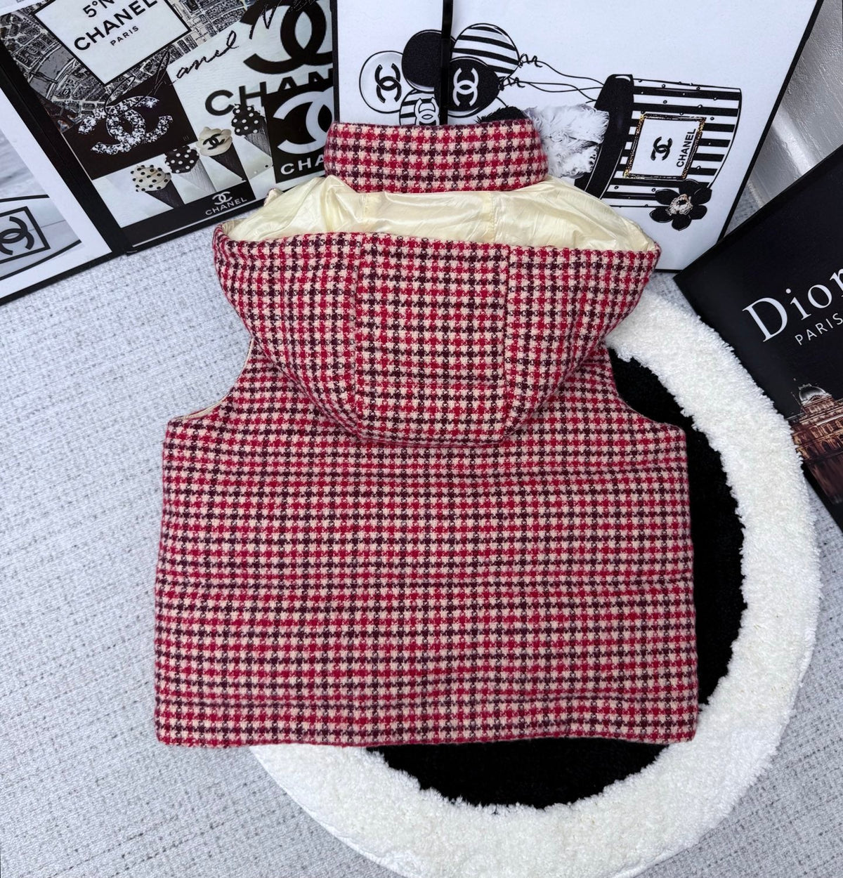 MC 26s Tweed Down Vest Red Wool Mix 432951