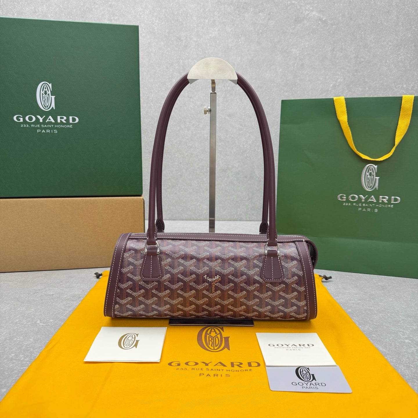 Goyard Bonbonnière Bag Burgundy Canvas Calfskin