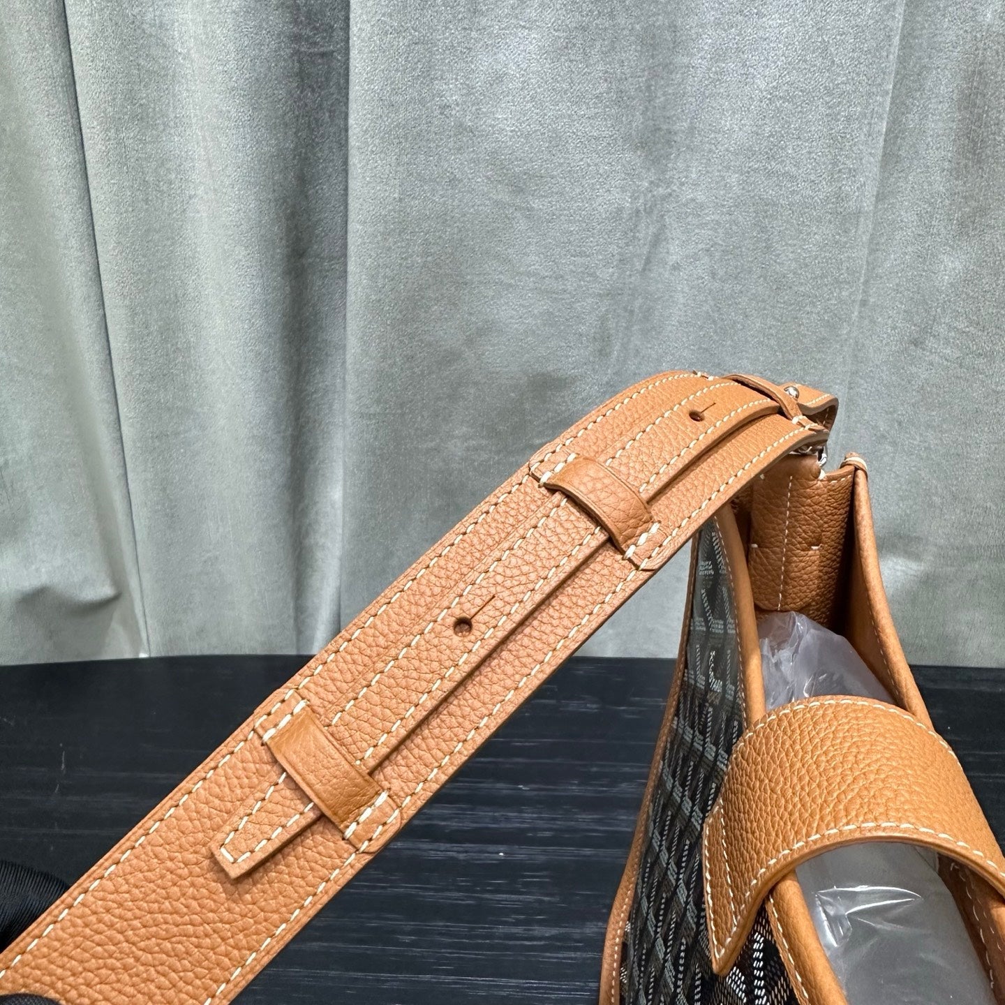 Goyard Musette Bag Black And Tan Canvas Leather